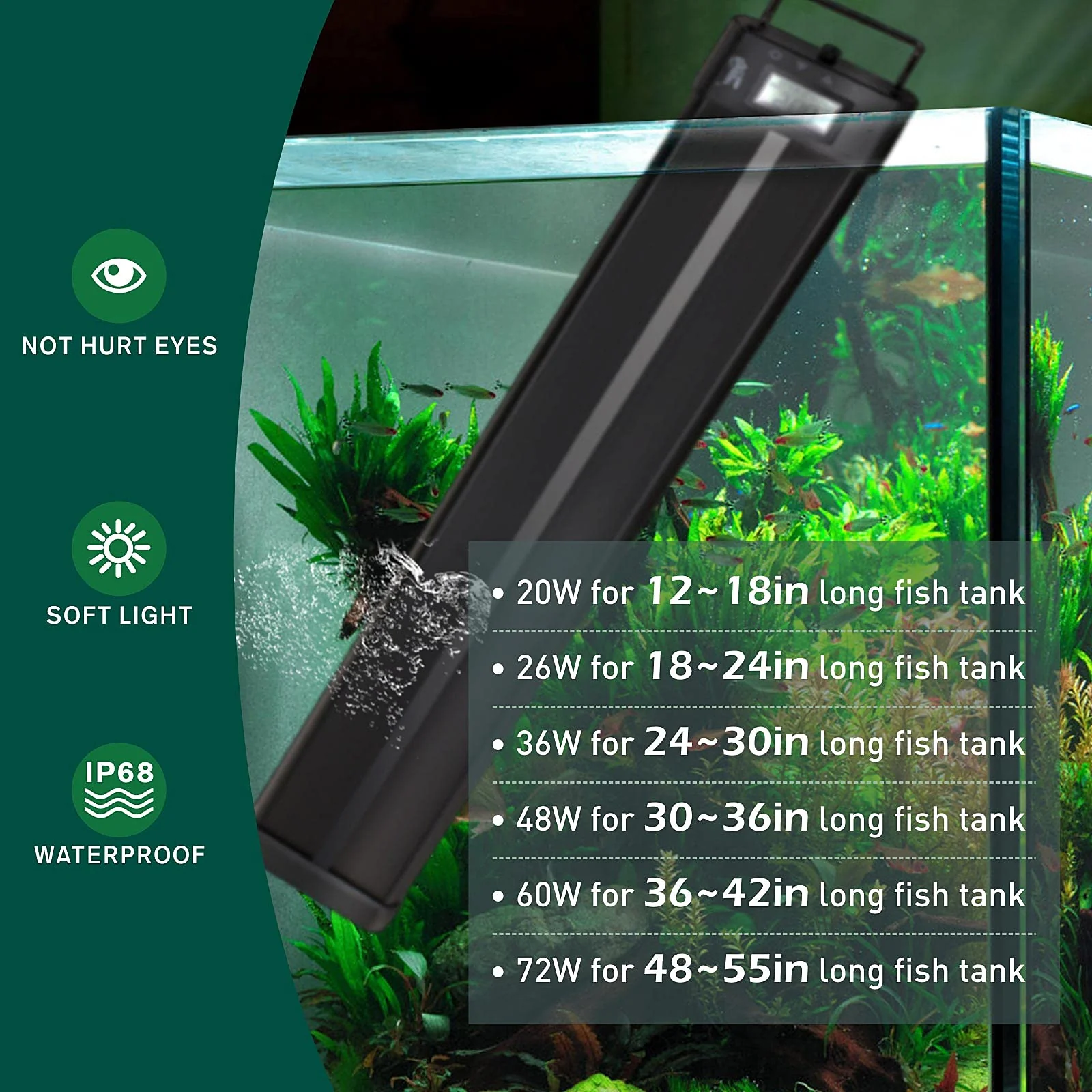 hygger Aquarium Programmable LED Light, for 48~55in Long Full Spectrum Plant Fish Tank Light with LCD Setting Display, 7 Colors, Sunrise Sunset Moon and DIY Mode, for Novices Advanced Players - Image 6