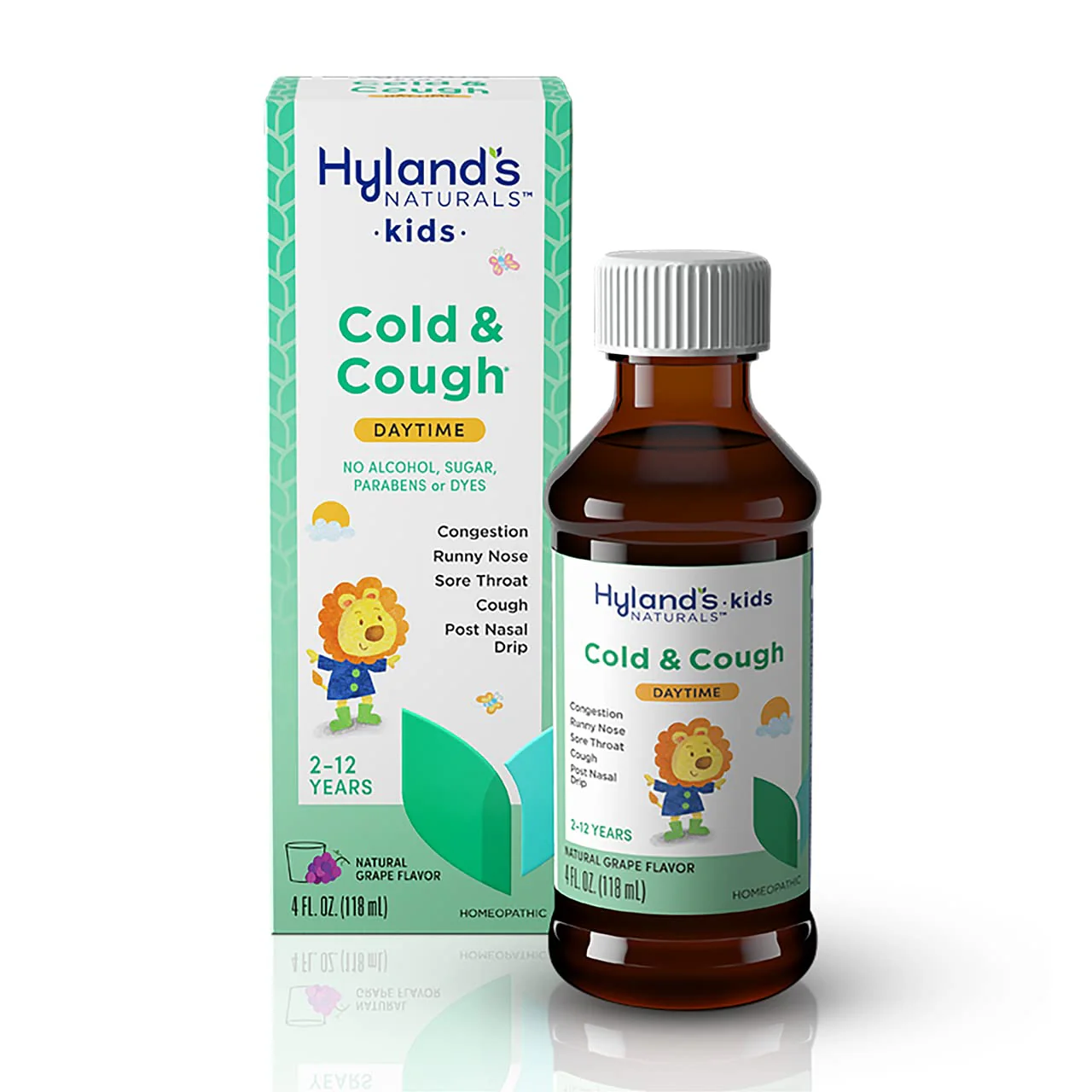 Hyland's Kids Cold and Cough, Daytime Grape Flavor Cough Syrup Medicine for Kids Ages 2 and up, Decongestant, Sore Throat Relief, Natural Treatment for Common Cold Symptoms, 4 Fl Oz (Pack of 2) - Image 2