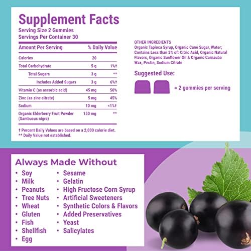 Hyland's Organic Elderberry Plus Gummies, Organic Black Elderberry with ZINC and Vitamin C, Immune Support Supplement for Adults, 60 Vegan Gummies (30 Days) - Image 11