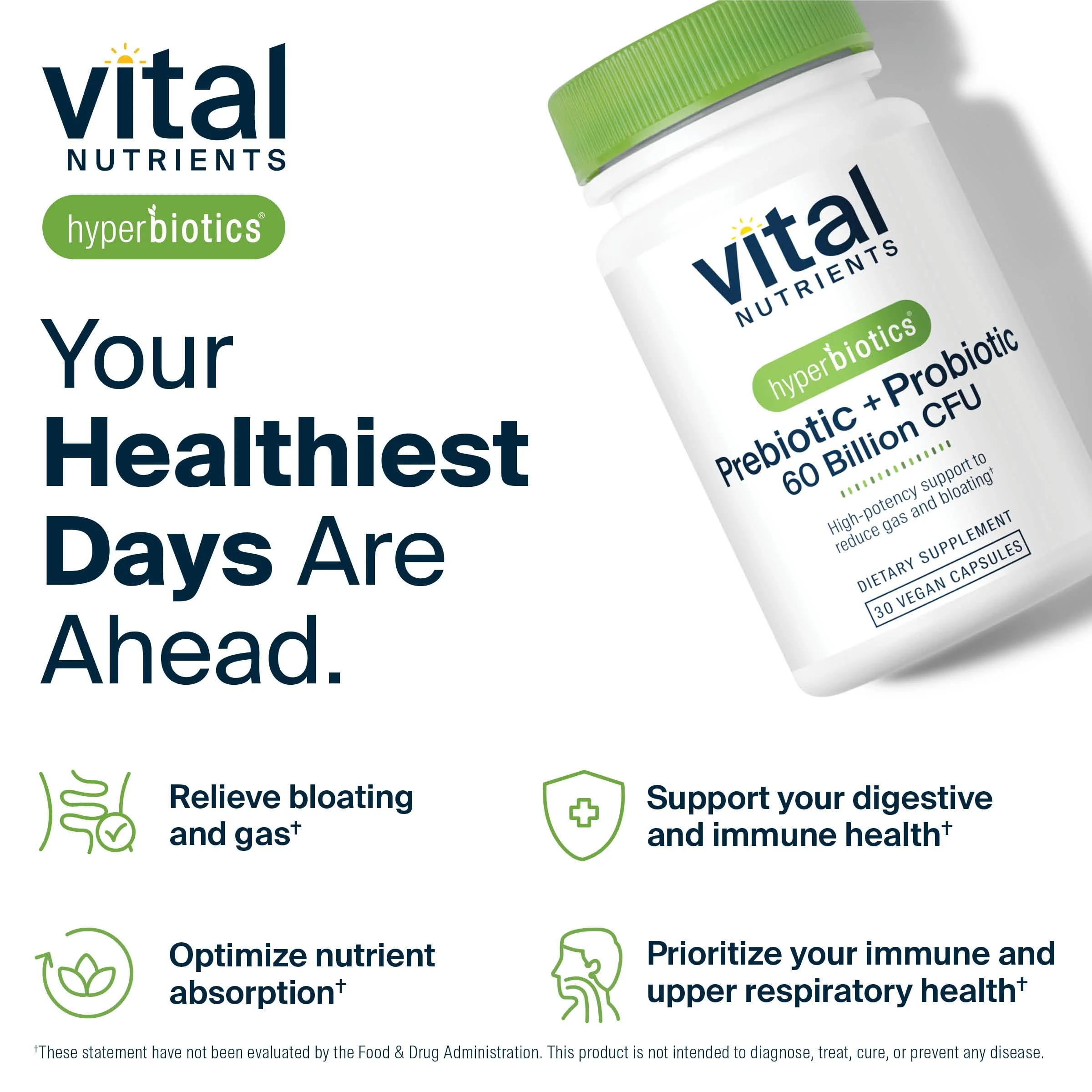 Hyperbiotics Vital Nutrients Prebiotic and Probiotic for Women and Men | 60 Billion CFU | Pre and Probiotics Supports Digestive Health, Constipation, Diarrhea, Gas & Bloating* | 30 Vegan Capsules - Image 4