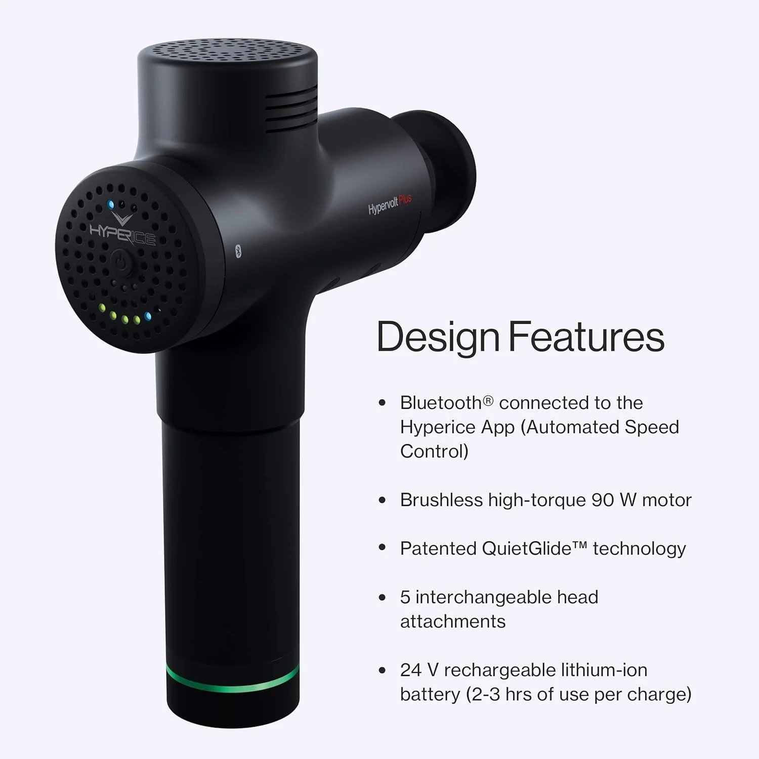 Hypervolt Plus, Featuring Quiet Glide Technology - Handheld Percussion Massage Gun | 3 Speeds, 5 Interchangeable Heads | Helps Relieve Sore Muscles and Stiffness (Hypervolt Plus w/Bluetooth) - Image 4