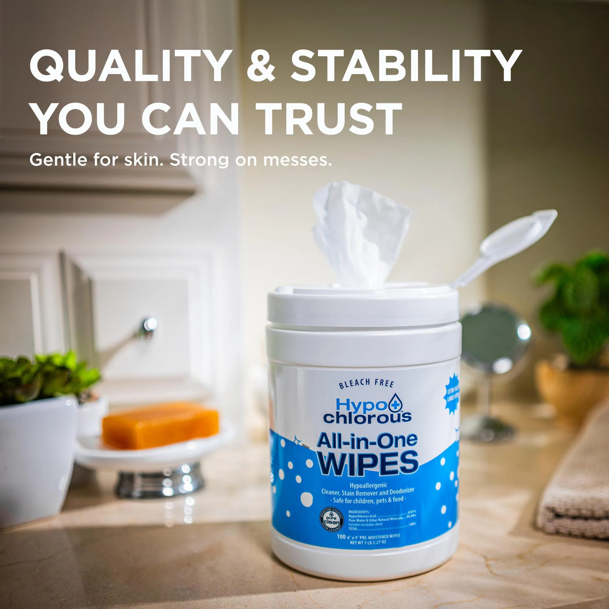 Hypo+Chlorous Hypochlorous Acid Wipes (2-Pack) – 200 Count Non-Toxic Cleaner for Skin, Baby, Pet, Home & Gym – Bleach-Free - Image 4