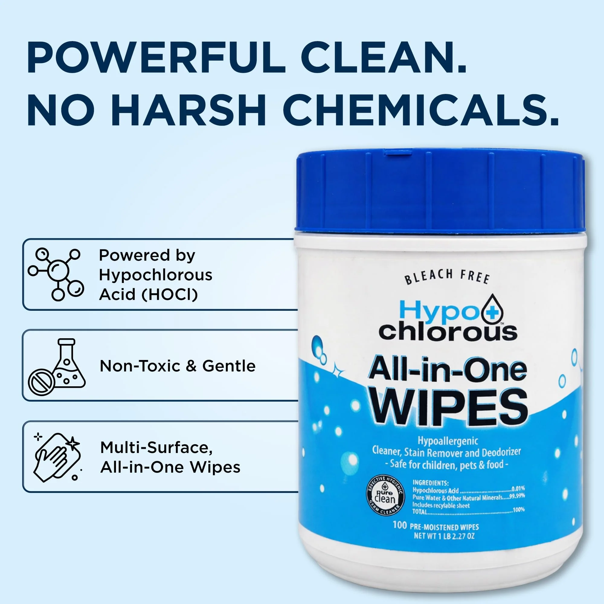 Hypo+Chlorous Hypochlorous Acid Wipes (2-Pack) – 200 Count Non-Toxic Cleaner for Skin, Baby, Pet, Home & Gym – Bleach-Free - Image 7