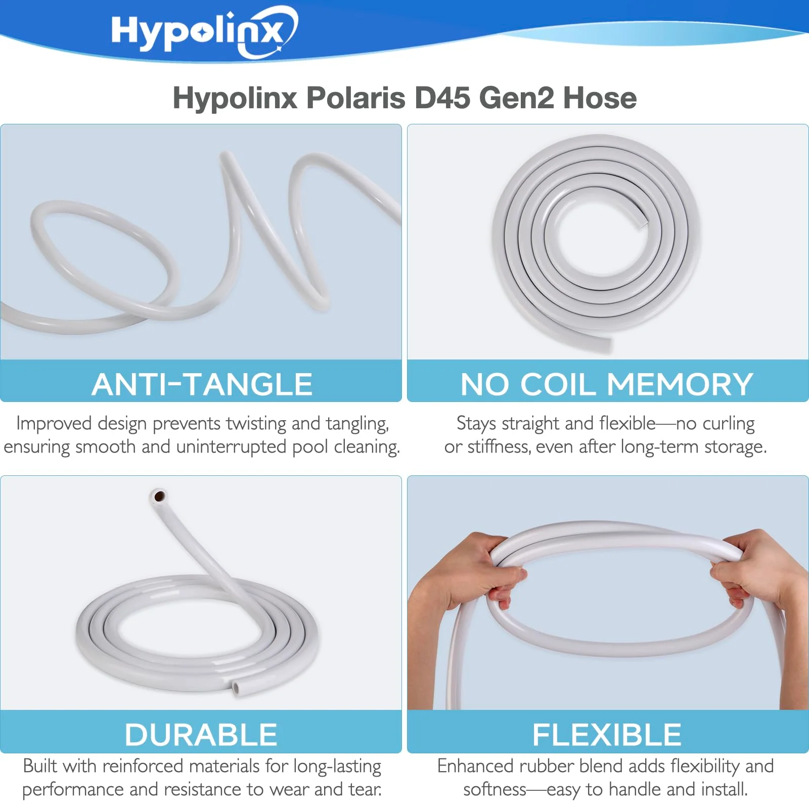 Hypolinx Polaris Compatible Pool Cleaner Hose Replacement – Gen2 30 Ft Feeder Hose for Polaris 280 380 180 & D45 – Tangle-Free Design (Not for 360) - Image 6
