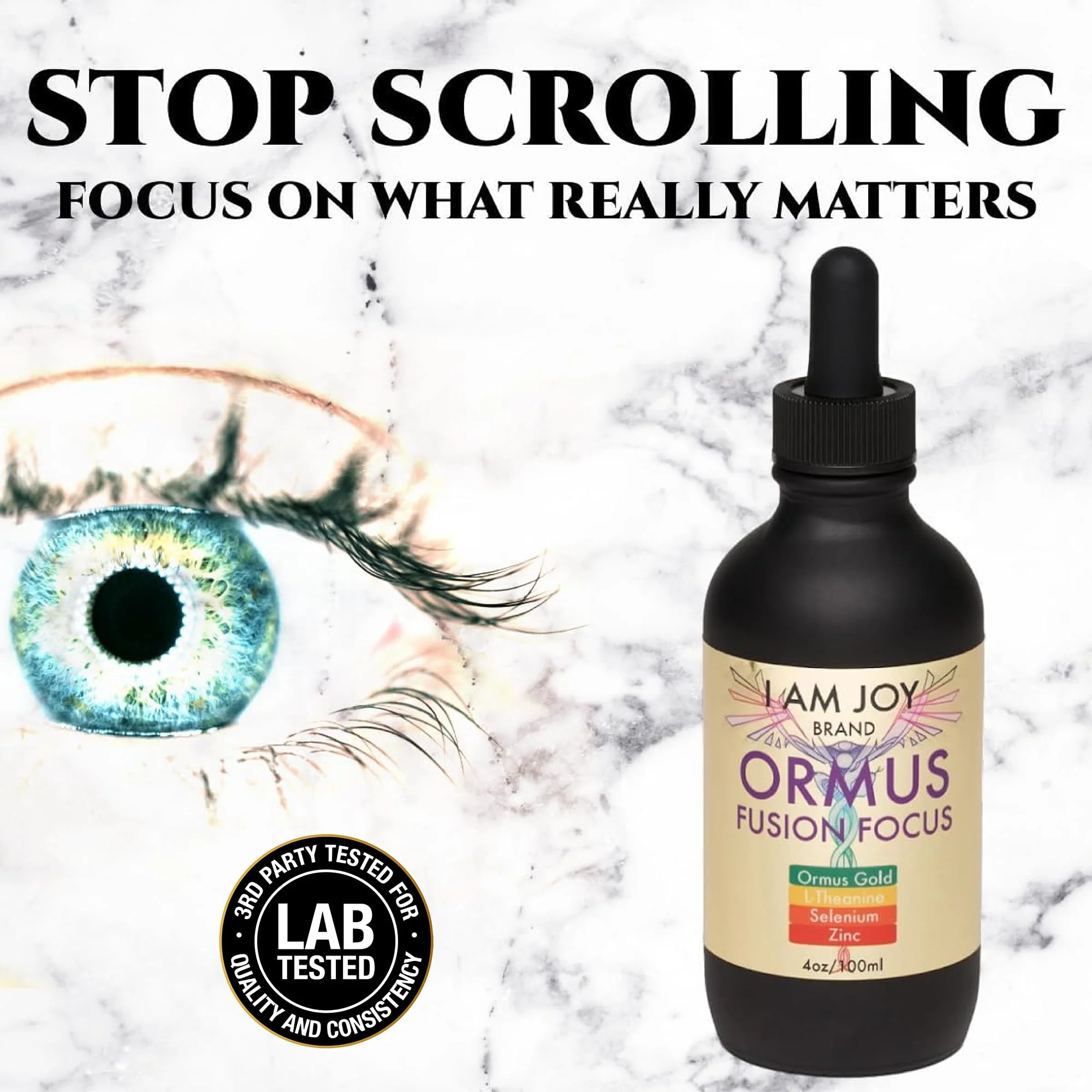 I Am Joy co. Ormus Monoatomic Gold, L-Theanine, Selenium, Zinc for Pineal Gland Detox, Lucid Dreaming, Kundalini Support, Neurological Strength Fusion Focus 4oz - Image 5