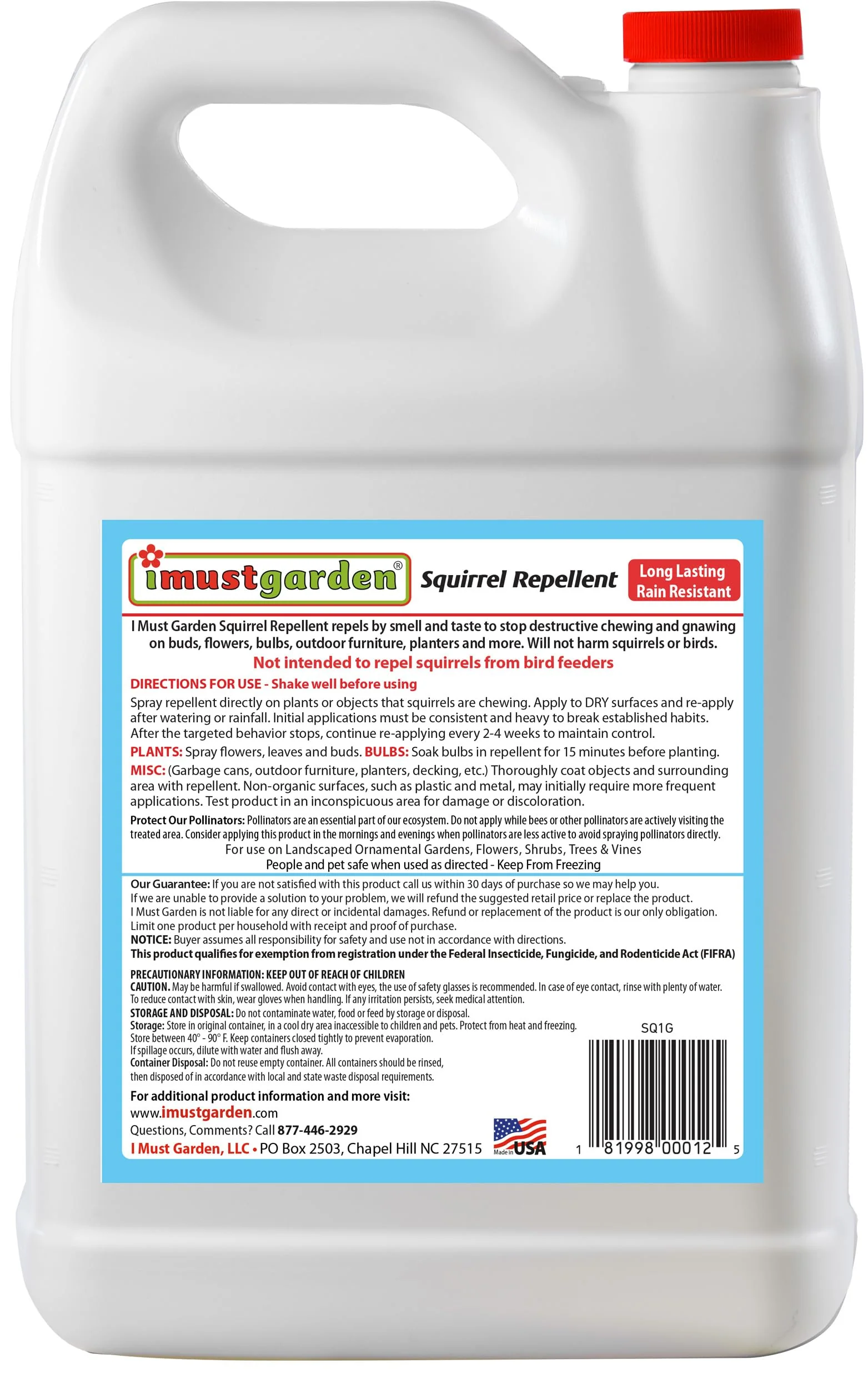 I Must Garden Squirrel Repellent: Protects Vehicles, Plants, Decking, & Furniture – Works on Chipmunks – 1 Gallon Ready to Use Refill - Image 3