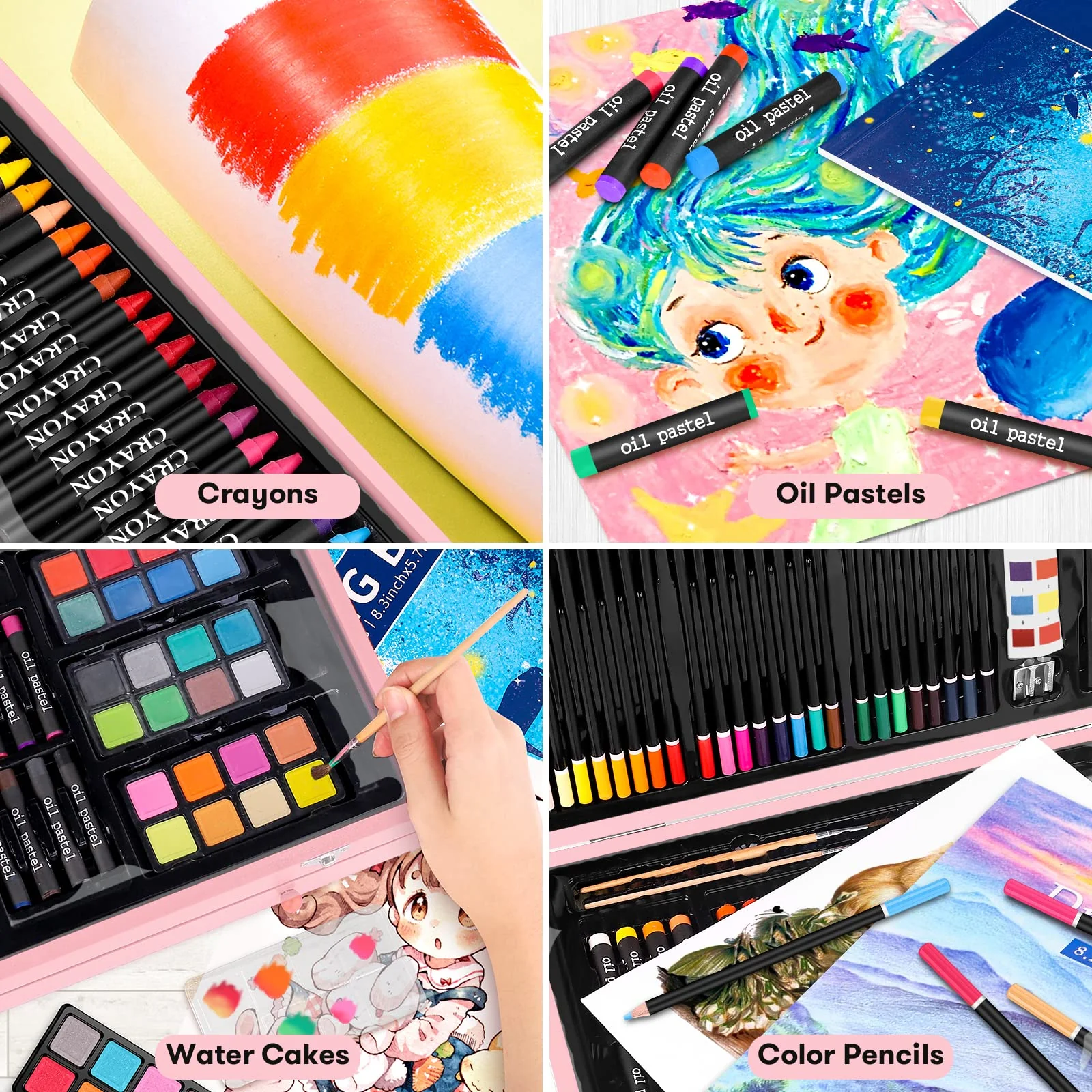 iBayam Christmas| Birthday Gifts for Kids Teen Girls Trendy Stuff 6-16 Year Old, 150-Pack Art Set Kits with 2 Sketch Pads, Coloring Book, Stocking Stuffers for Teens Girls, Cute Cool Fun Crafts Gifts - Image 5