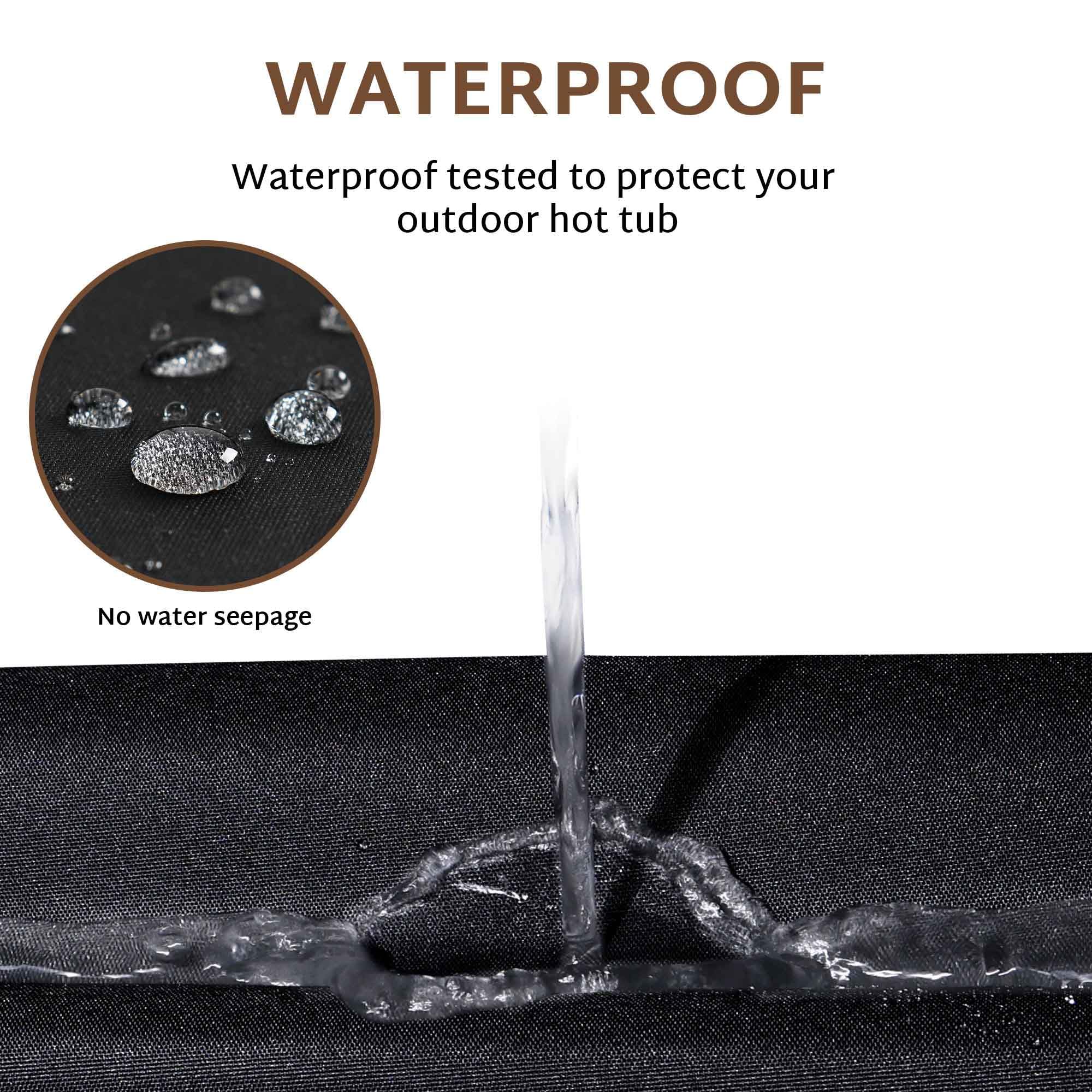 iBirdie Outdoor Waterproof Rectangular Hot Tub Cover 73 x 62 inch fit 72 x 61 or 71 x 60 or 70 x 59 SPA 600D Heavy Duty Rectangle Weatherproof Protectors Protective Cover Cap - Image 3