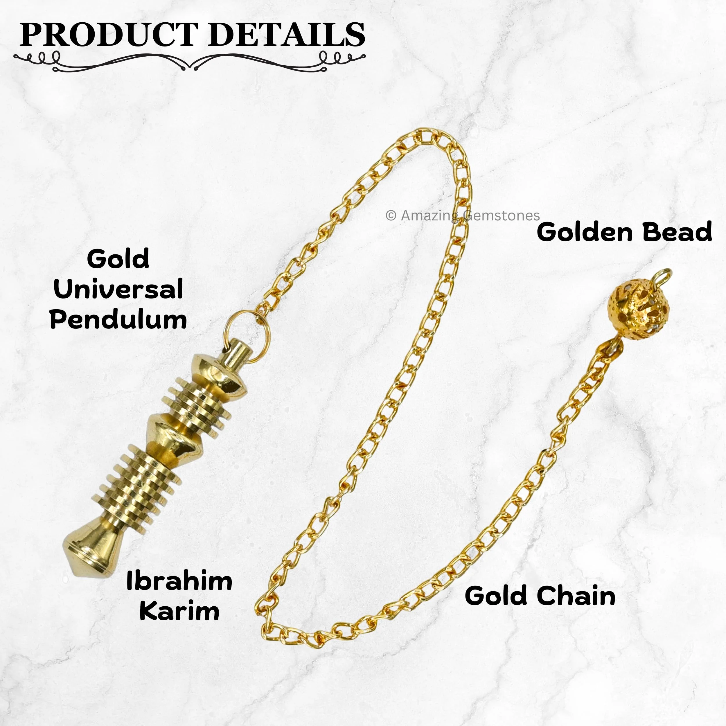 Ibrahim Karim Universal Pendulum Healing Metal Pendulums for Divination, Gold Double ISIS Steel Copper Pendulum High Energy Pendulo de Bronce Pendulos de Mesa MP21 - Image 5