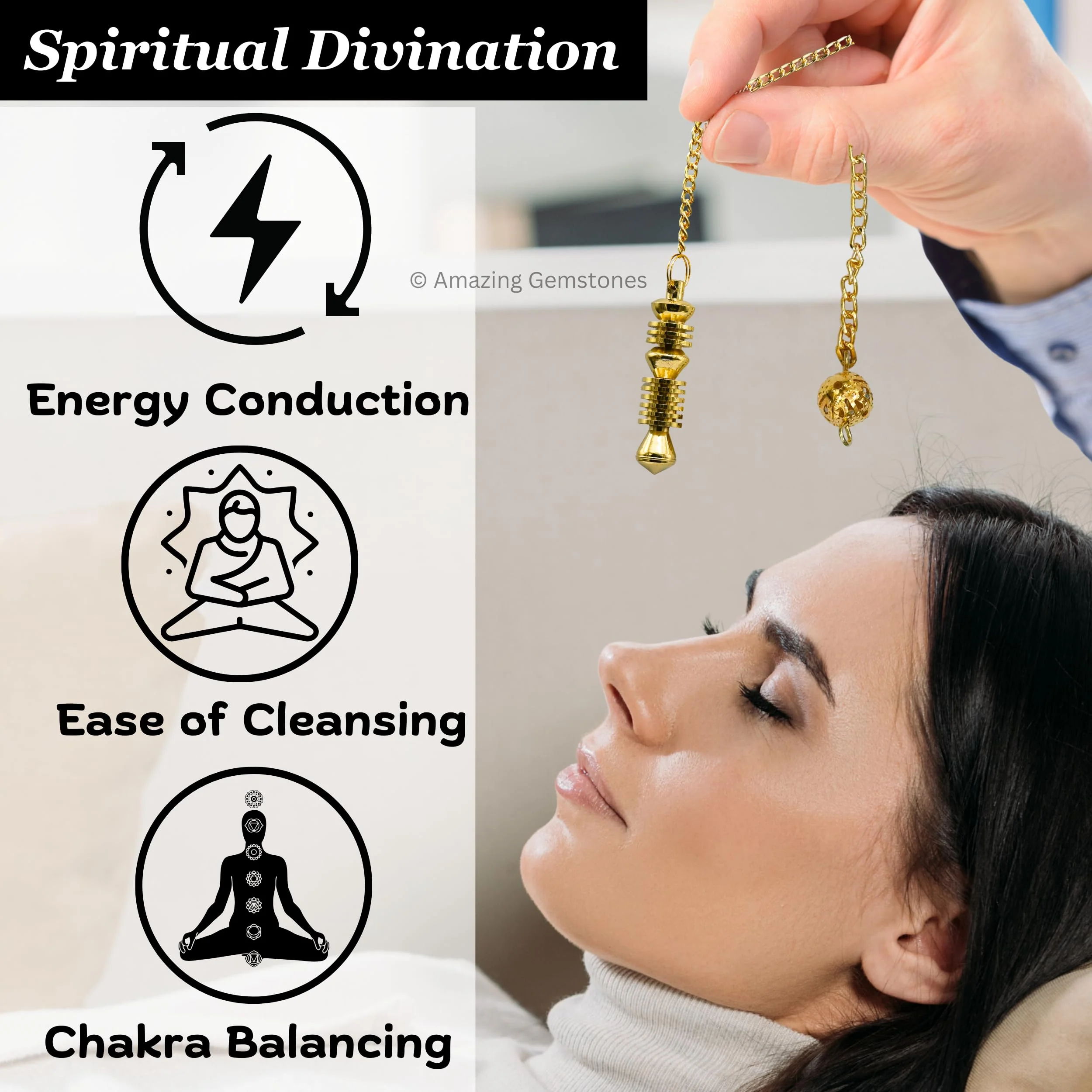 Ibrahim Karim Universal Pendulum Healing Metal Pendulums for Divination, Gold Double ISIS Steel Copper Pendulum High Energy Pendulo de Bronce Pendulos de Mesa MP21 - Image 6