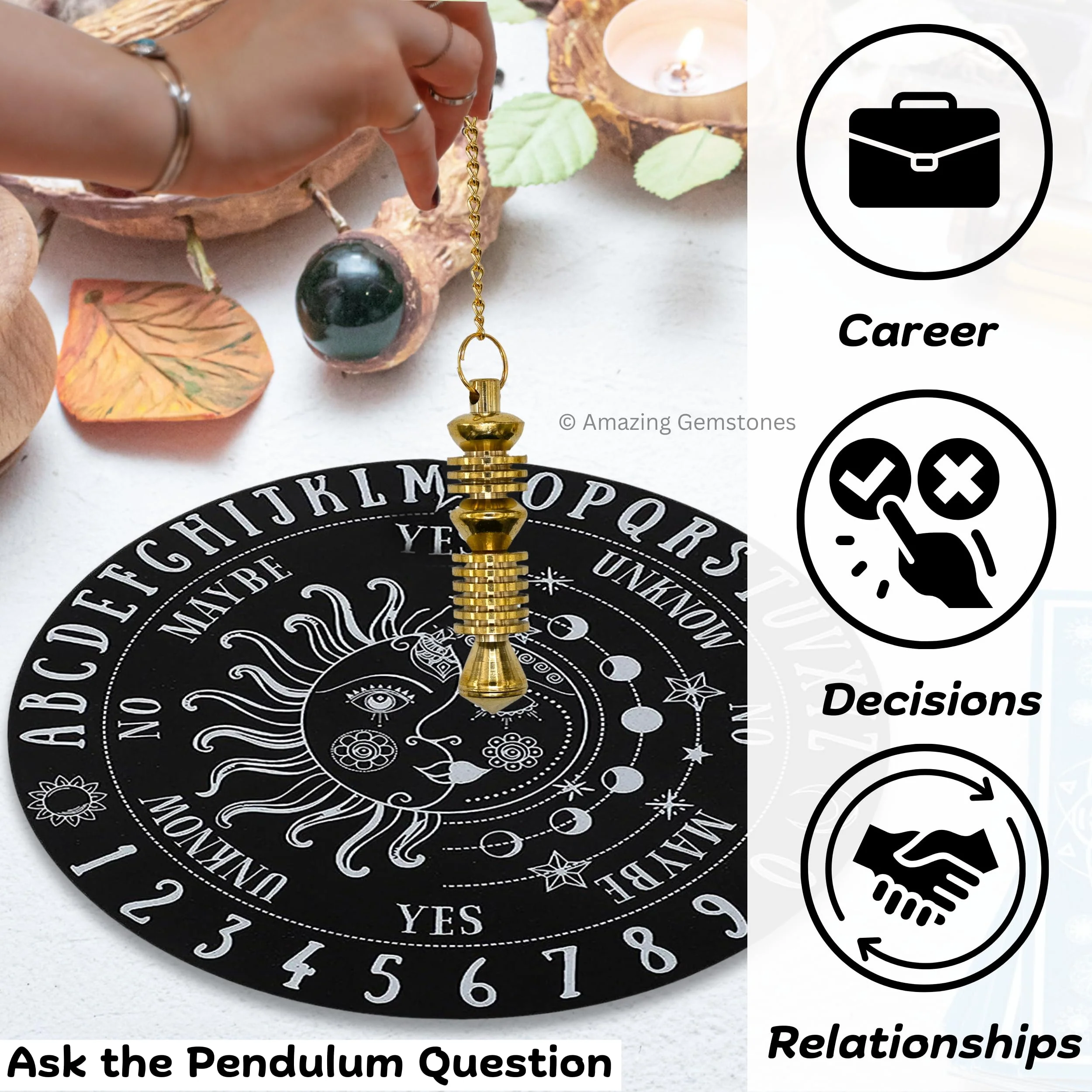 Ibrahim Karim Universal Pendulum Healing Metal Pendulums for Divination, Gold Double ISIS Steel Copper Pendulum High Energy Pendulo de Bronce Pendulos de Mesa MP21 - Image 7