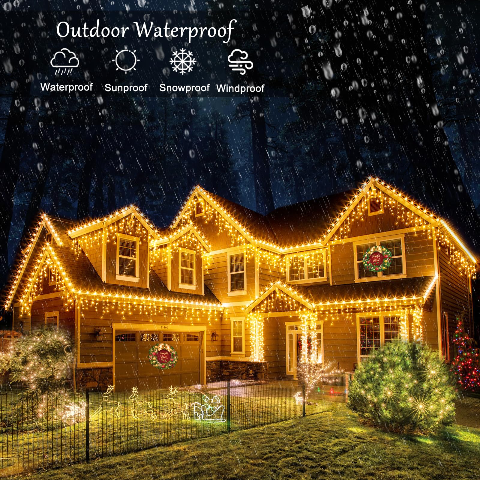 Icicle Christmas Lights Outdoor, 66ft 640 LED Icicle Lights for Outside, Plug in Twinkle Lights Indoor with 8 Modes Timer Waterproof for House Holiday Decor Wedding Christmas Decorations (Warm White) - Image 7