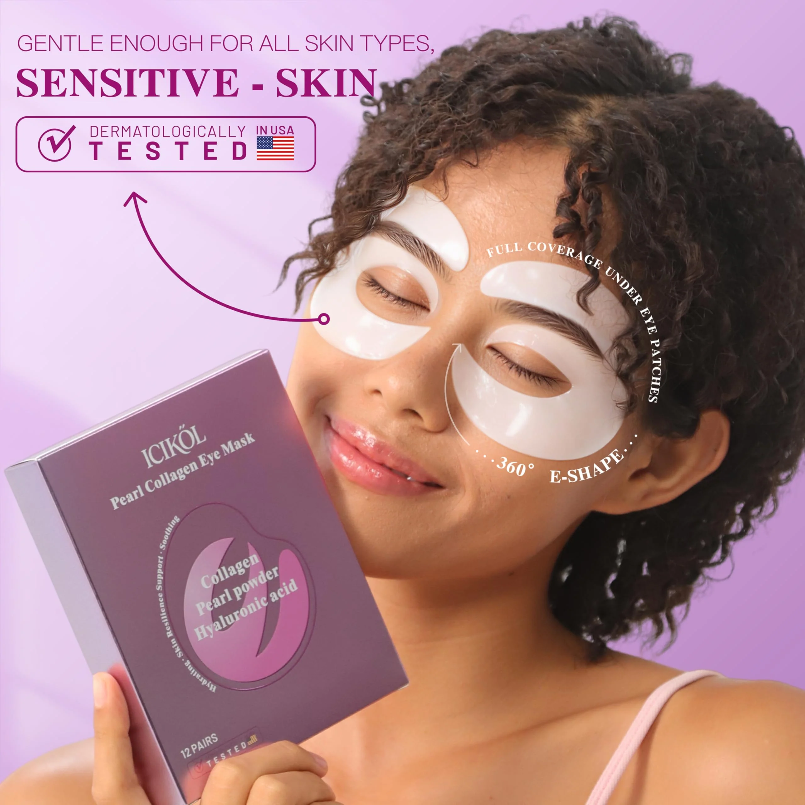 ICIKOL Under Eye Patches with Collagen, Eye Patches for Puffy Eyes and Dark Circles, 360° Under Eye Mask for Puffiness, Wrinkles, Fine Lines, Gifts for Women - Skin Care, 12 Pairs (White) - Image 5