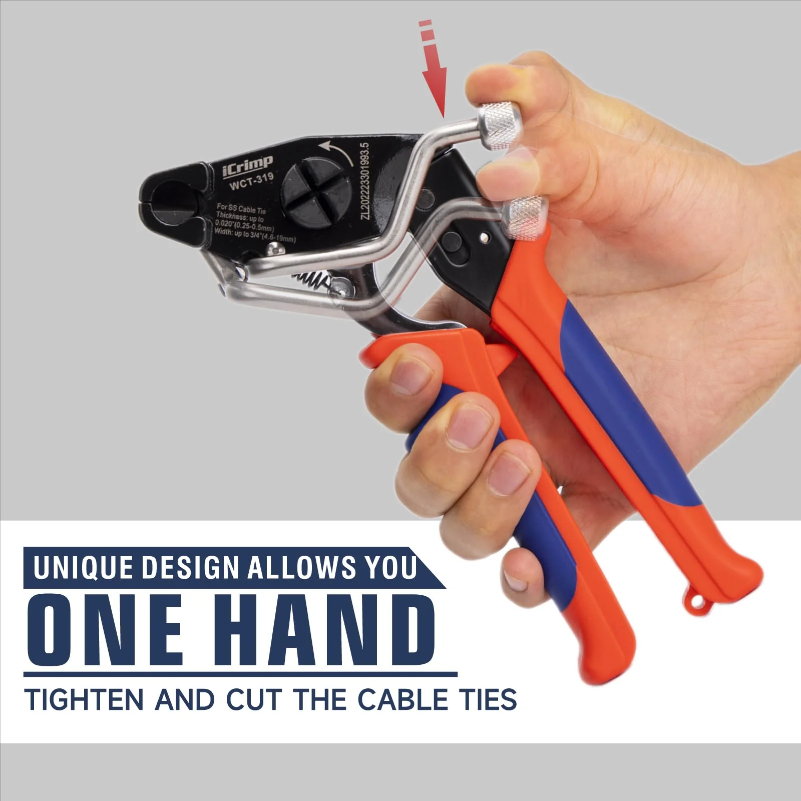 iCrimp One-Handed Stainless Steel Zip Tie Gun with 100pcs 11.8" Metal Cable Ties and Release Tool, WCT-319 - Image 4
