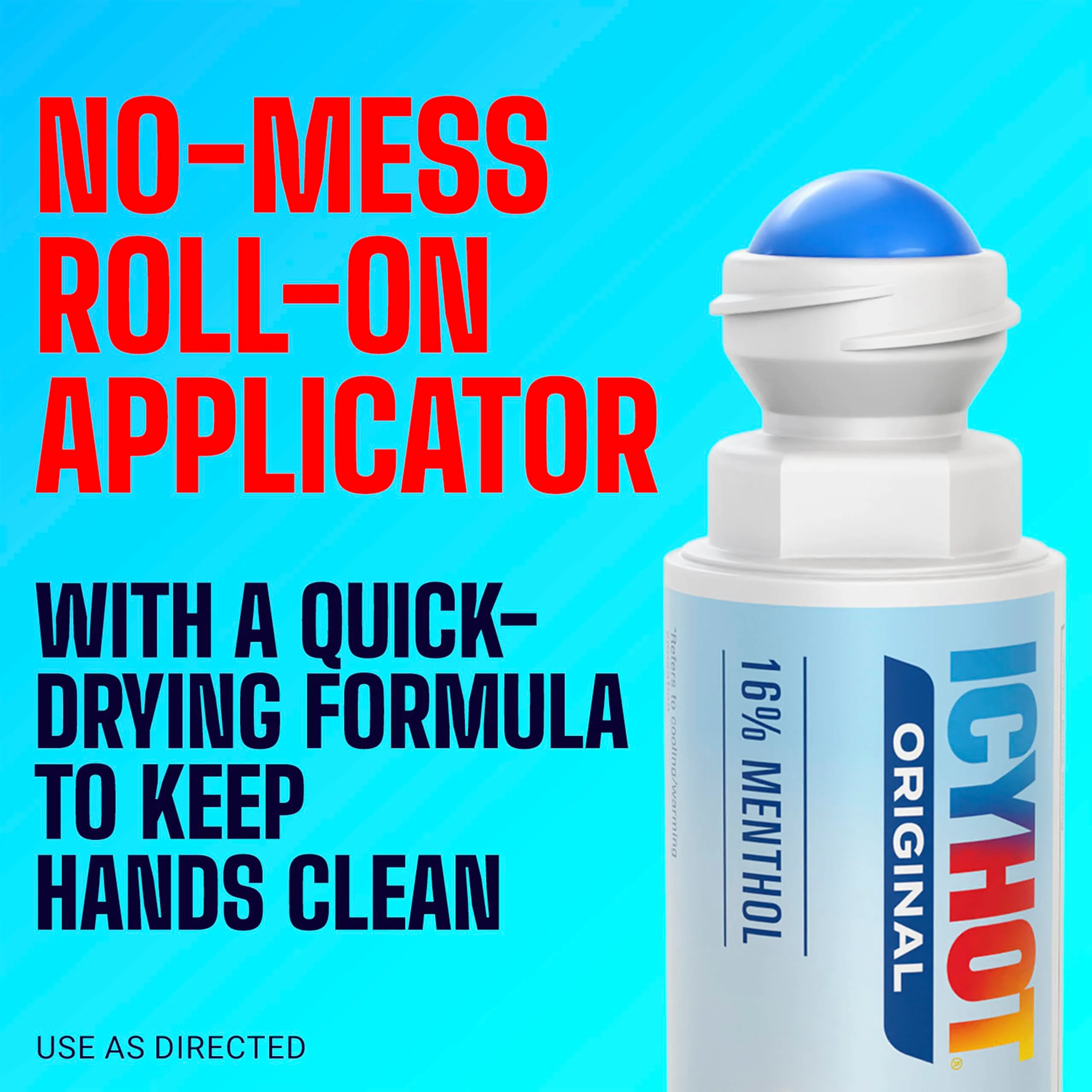Icy Hot Original Pain Relief No-Mess Roll-On Applicator, Fast-Acting Pain Relief with Max Strength Menthol 16%, Contrast Therapy for Backaches, Joints, Muscle Strains and Arthritis, 2.5 oz - Image 7