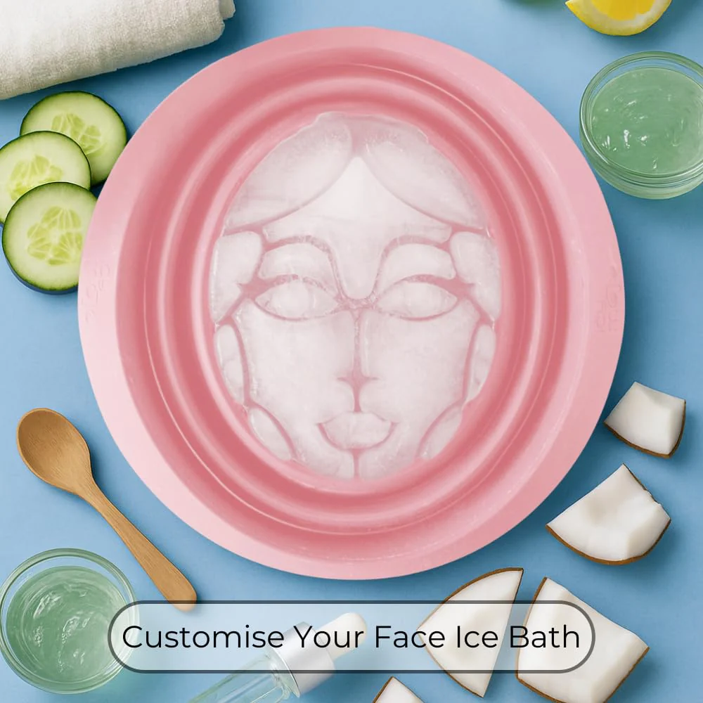 Icy-Mojo Facial Cold Plunge™ | Collapsible Silicone Ice Facial Bowl with Built-In Ice Tray | Portable Face Ice Bath for Skin Tightening, Puffiness, Acne Relief & Glow (Soft Pink) (Soft Pink) - Image 3
