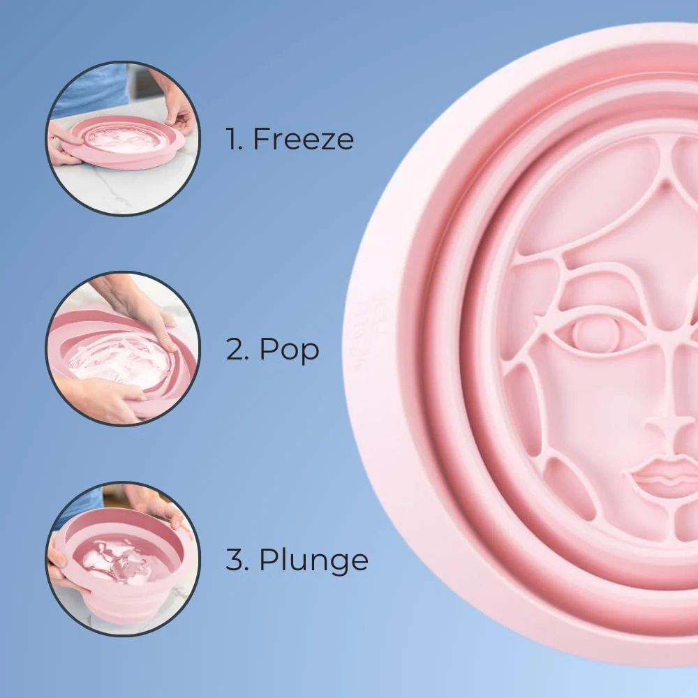 Icy-Mojo Facial Cold Plunge™ | Collapsible Silicone Ice Facial Bowl with Built-In Ice Tray | Portable Face Ice Bath for Skin Tightening, Puffiness, Acne Relief & Glow (Soft Pink) (Soft Pink) - Image 7