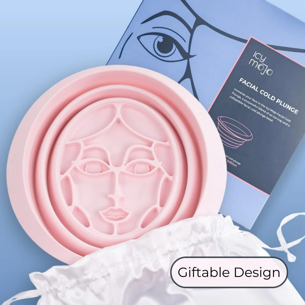 Icy-Mojo Facial Cold Plunge™ | Collapsible Silicone Ice Facial Bowl with Built-In Ice Tray | Portable Face Ice Bath for Skin Tightening, Puffiness, Acne Relief & Glow (Soft Pink) (Soft Pink) - Image 8