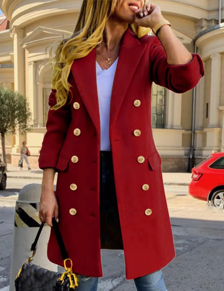 IDEALSANXUN Christmas Outfits for Women Fall Fashion Winter Clothes Wool Coats Trench Coat Peacoat, Maple Red, M - Image 8