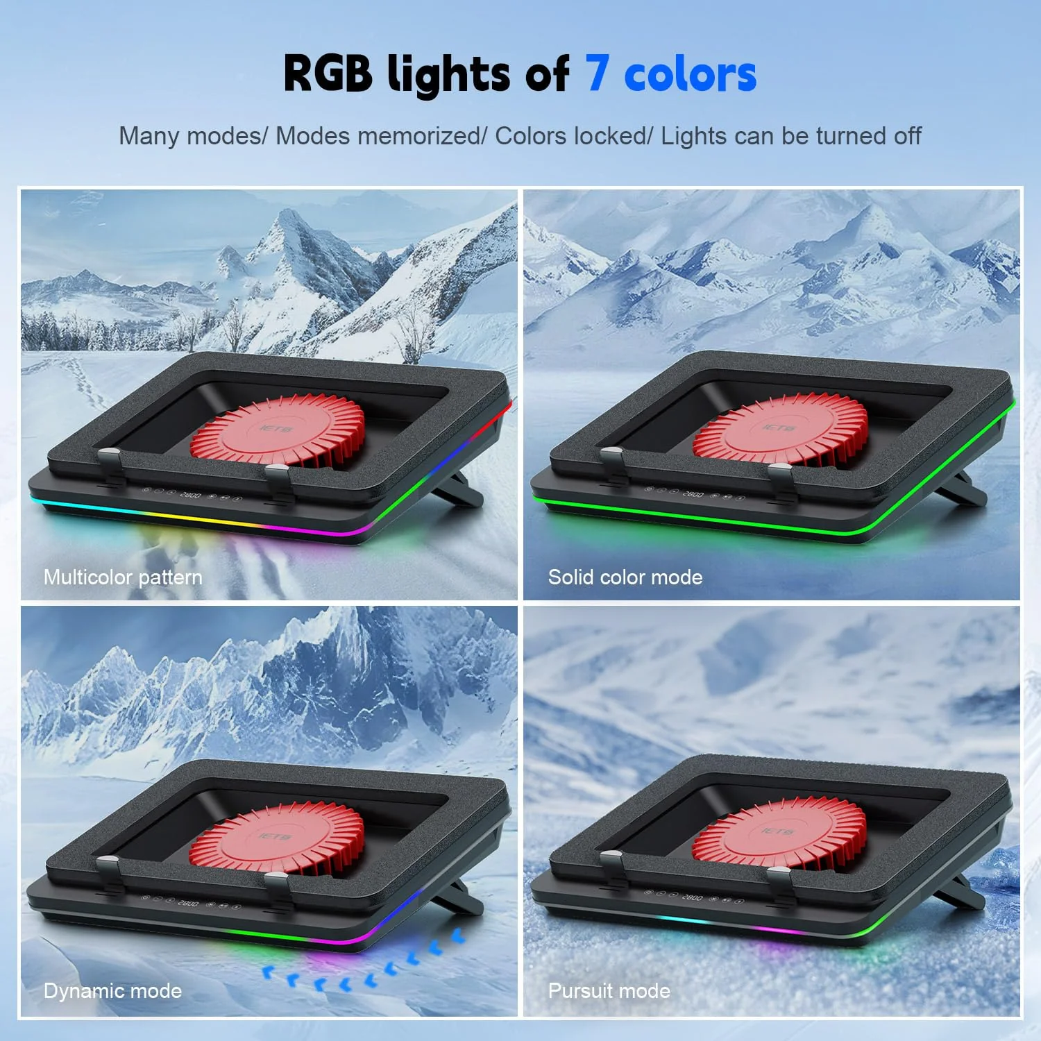 IETS GT600 RGB Laptop Cooling Pad with Giant Turbo Fan (5.5" Diameter), Sealed Foam for Fast Cooling, Laptop Cooler - Image 6