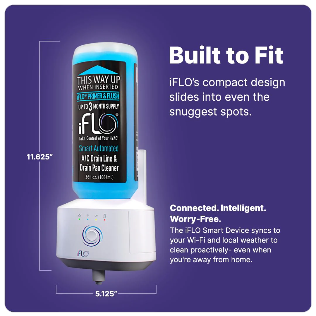 iFLO® Smart A/C Drain Line Cleaner and Drain Pan Cleaner Cartridge, Fast-Acting, Long-Lasting HVAC System Solution for Tough Clogs & Buildup, 3-Month Supply per Bottle, 1 Pack of 36oz - Image 4