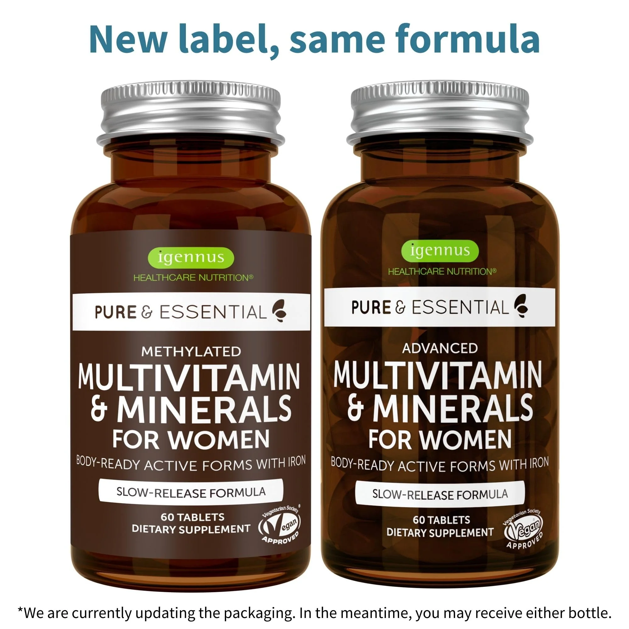 Igennus High Potency Methylated Multivitamin for Women with Gentle Iron, 5-MTHF Folate & Methylcobalamin B12, Pure & Clean, Sustained Release, Active B-Complex & K2 MK-7, Non-GMO, 60 Vegan Tablets - Image 2