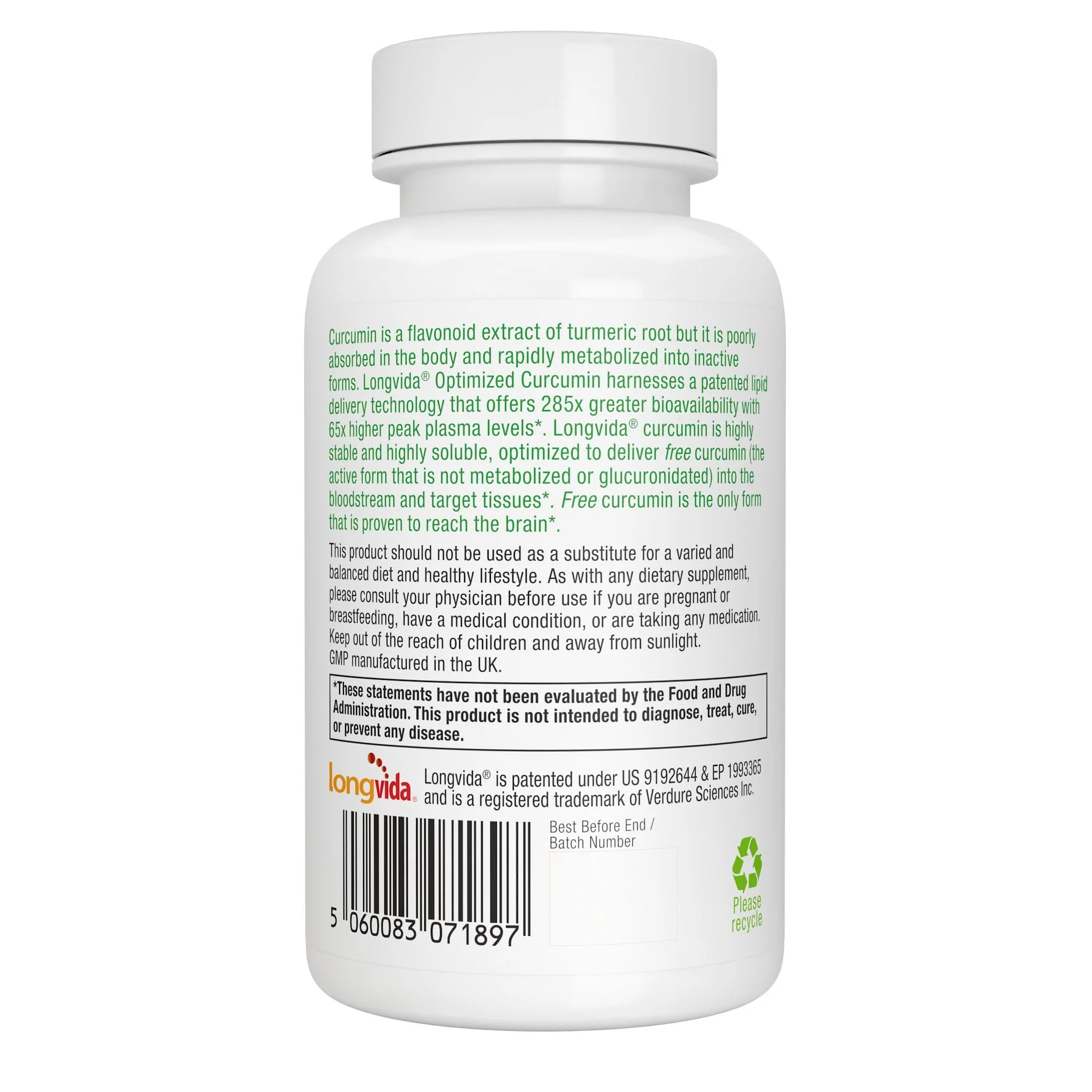 Igennus Longvida Lipidated Curcumin 500mg, Ultra Bioavailable & Sustained Action, 65x Higher Plasma Levels, Intensive Support, Free-Form Curcumin, Vegan, 90 Capsules - Image 4