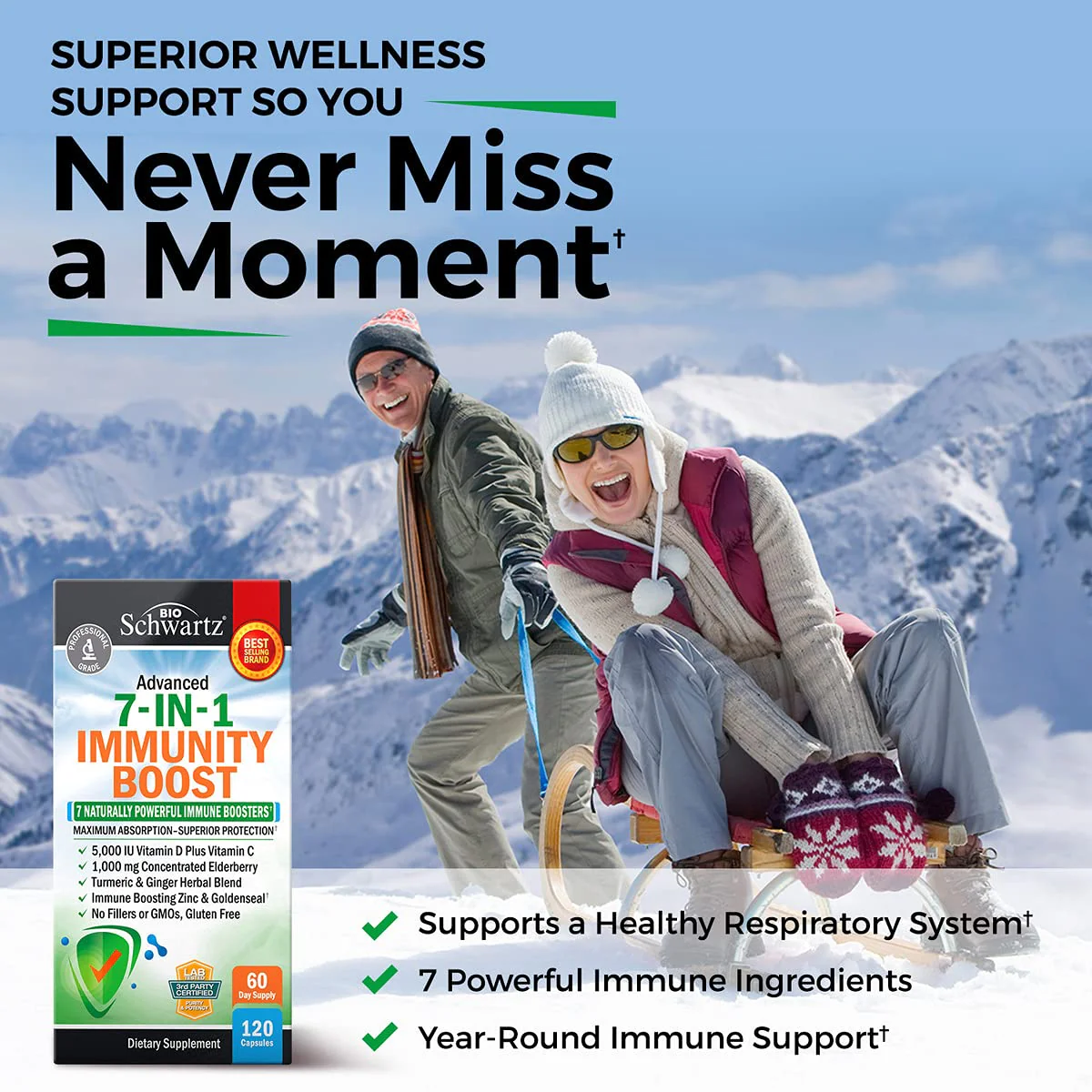 Immune Support Supplement with Zinc Vitamin C Vitamin D 5000 IU Elderberry Ginger D3 Goldenseal - Dr Approved Immunity Vitamins for Adults Women and Men - Natural Immune System Booster Defense -120ct - Image 7