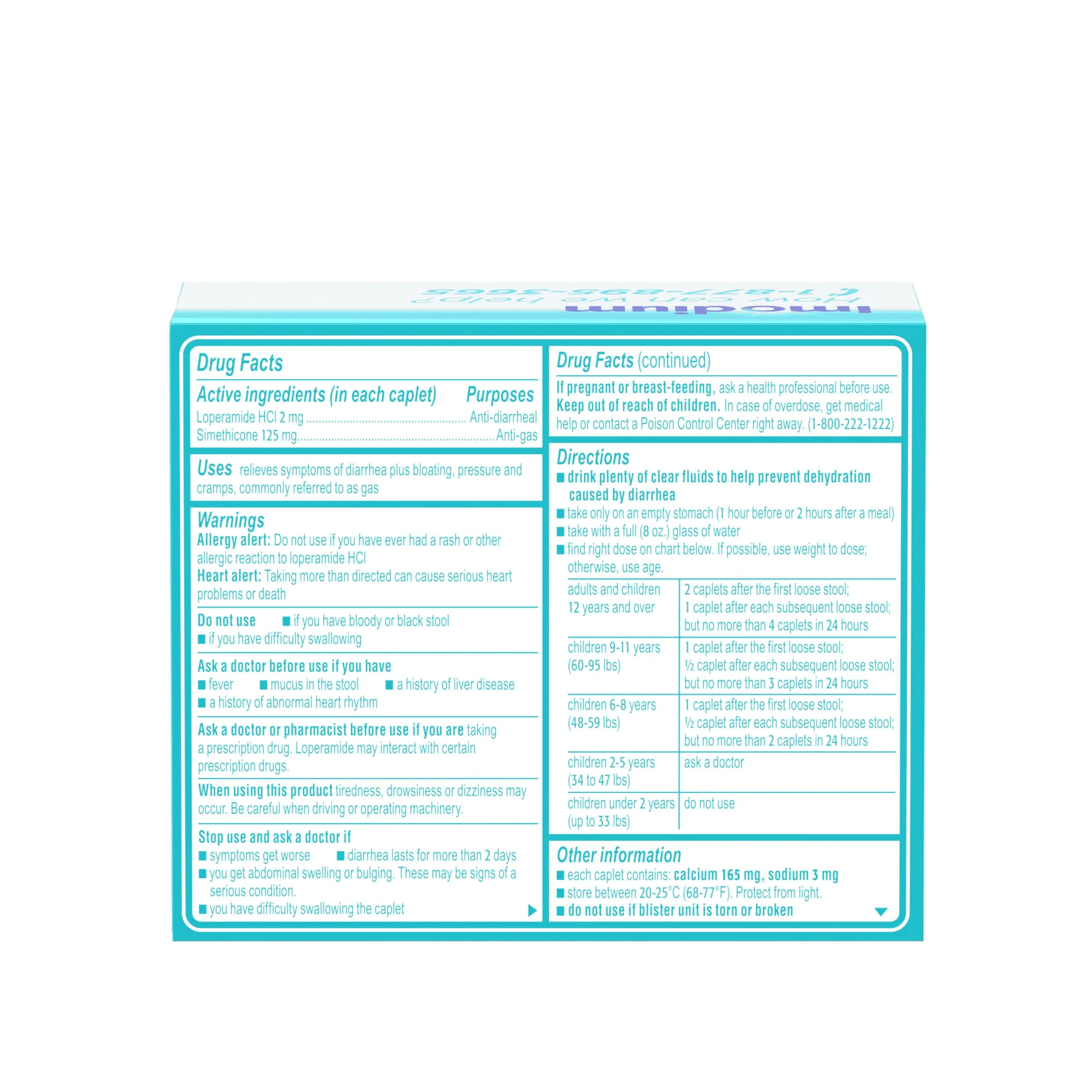 Imodium Multi-Symptom Relief Caplets with Loperamide Hydrochloride & Simethicone, Anti-Diarrheal Medicine for Treatment of Diarrhea, Gas, Bloating, Cramps & Pressure, Traveler's Diarrhea, 24 ct - Image 5