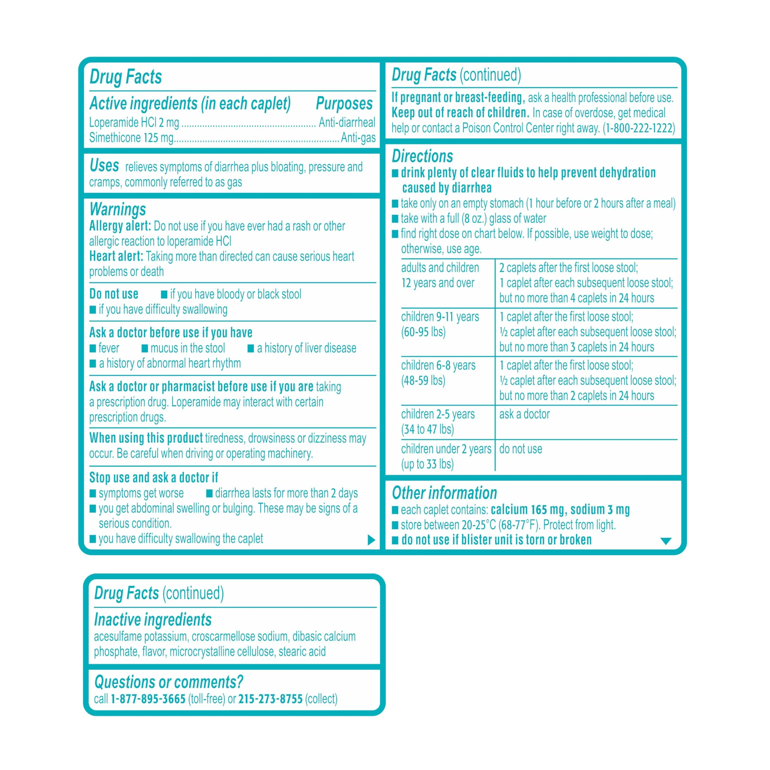 Imodium Multi-Symptom Relief Caplets with Loperamide Hydrochloride & Simethicone, Anti-Diarrheal Medicine for Treatment of Diarrhea, Gas, Bloating, Cramps & Pressure, Traveler's Diarrhea, 24 ct - Image 6