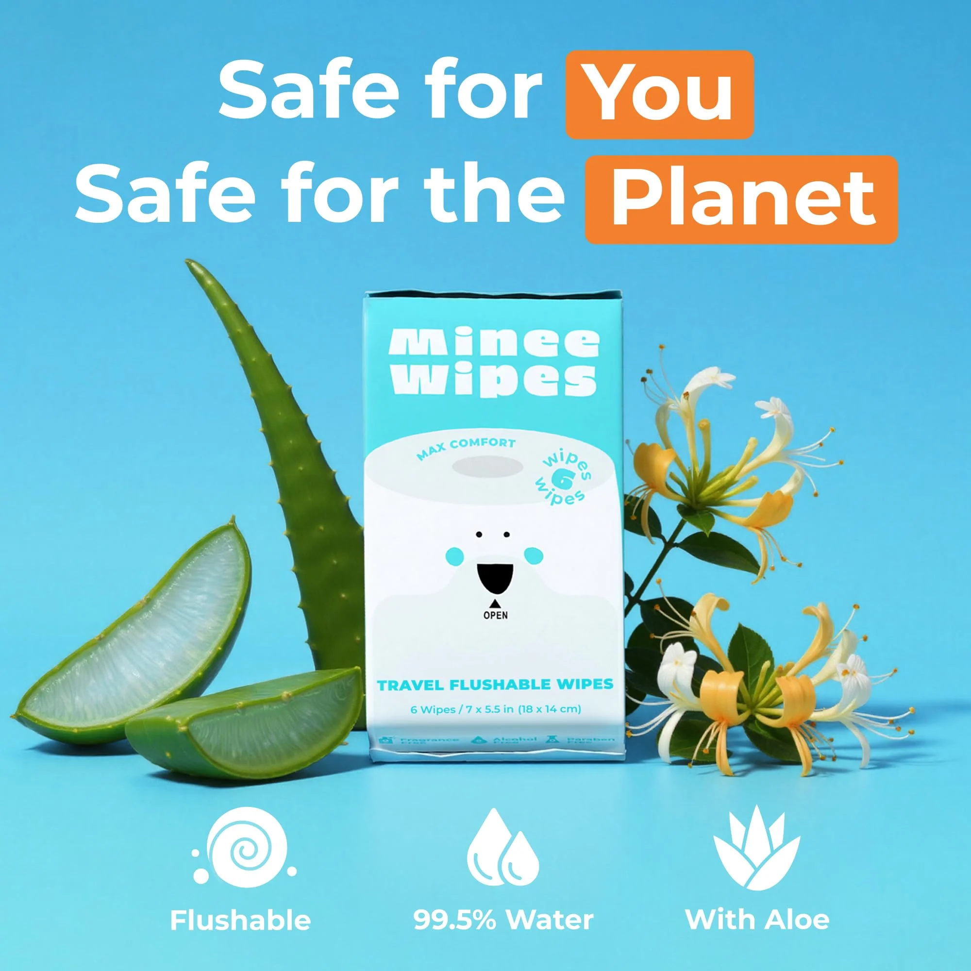 Impossibly Compact Travel Flushable Wipes - 99.5% Water and Aloe - Safe for Sensitive Skin & Hypoallergenic - Travel Essentials for Adults, Kids & Babycare, Unscented, 8 Pack 48 Wipes - Image 7