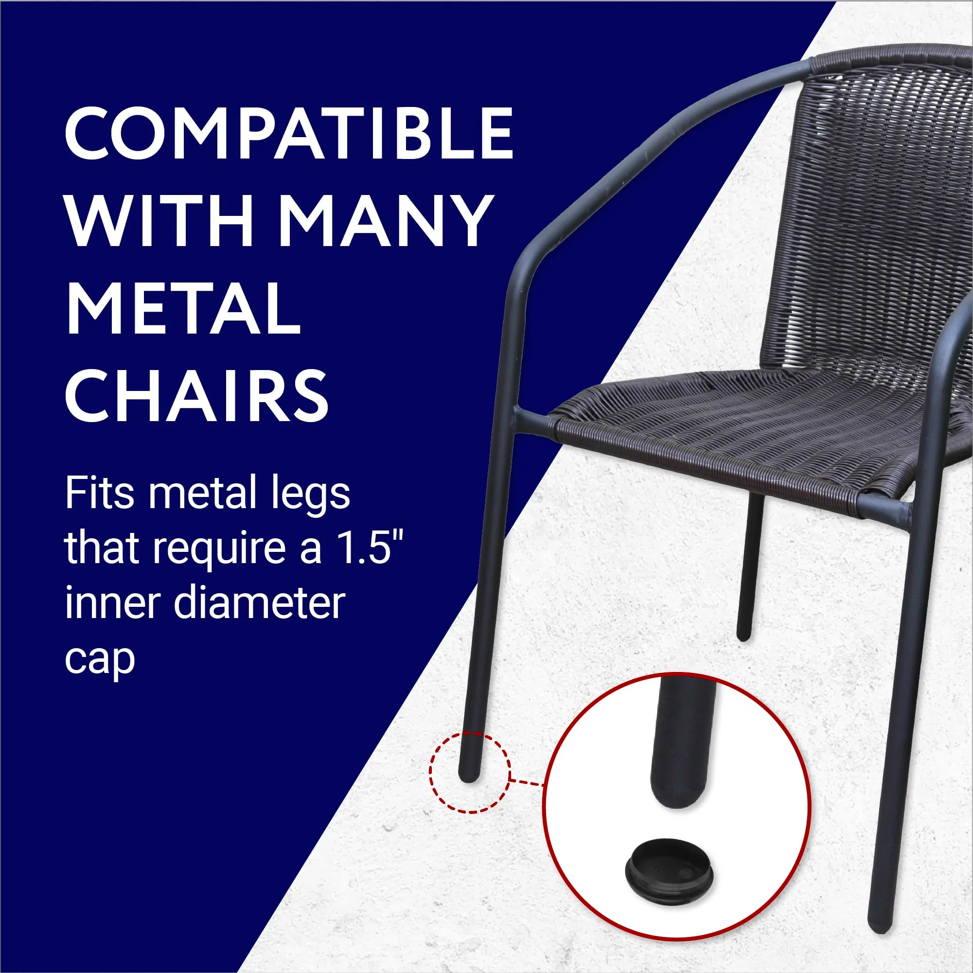 IMPRESA 32 Pack of 1.5 Patio Furniture Glides/Feet/Caps for Wrought Iron Outdoor Furniture “ Protect Your Floor Surfaces from Scratches, Replacement for Eight Chairs - Image 4