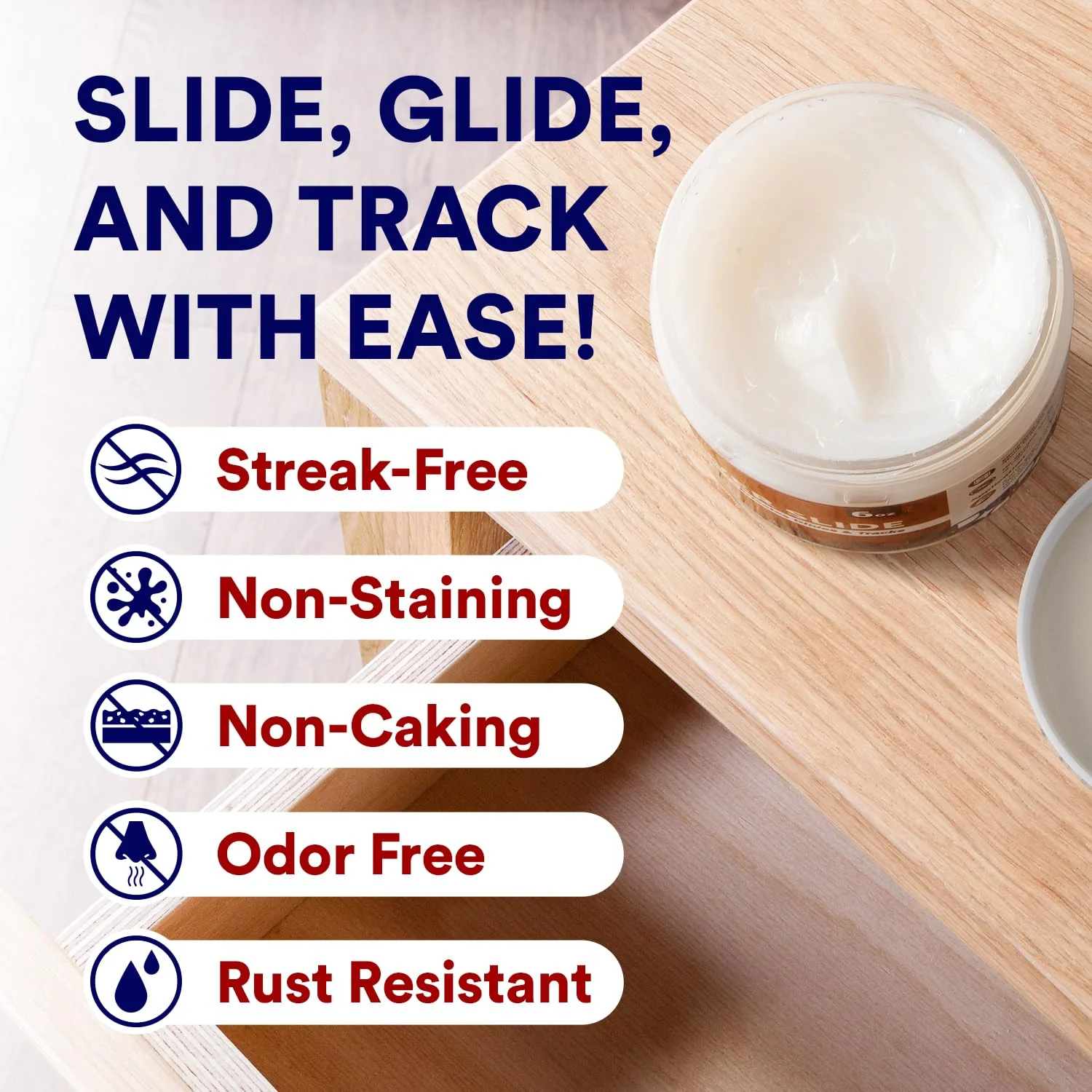 Impresa Wood Drawer Slide Wax - Friction Reducer & Drawer Ease - Corrosion Protection with Wood Wax - Easy Application & Sliding Door Grease - Image 4