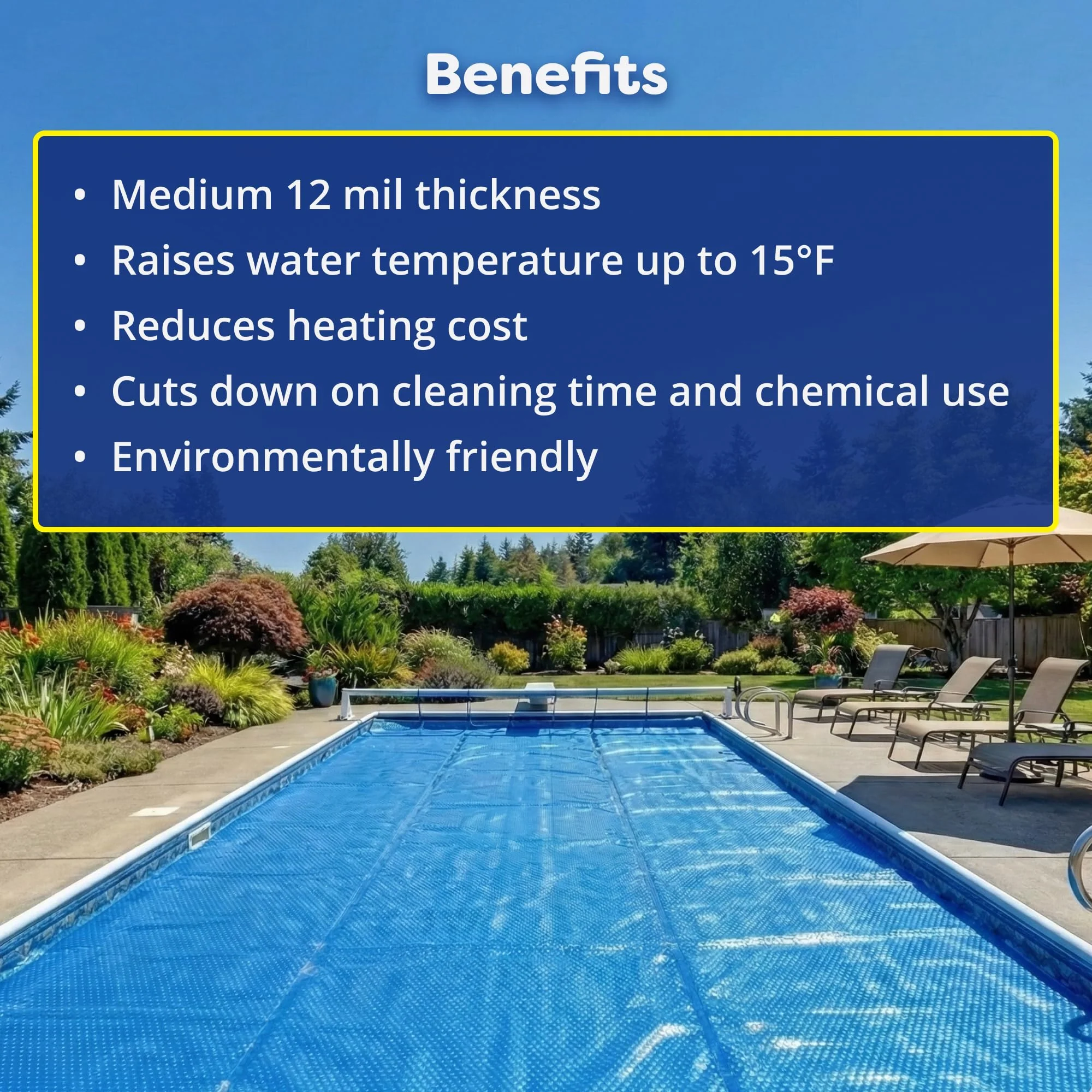 In The Swim 14' x 28' Premium Blue Rectangle Solar Pool Cover 12 Mil for Solar Heating Above Ground Pools and Inground Pools - Image 5