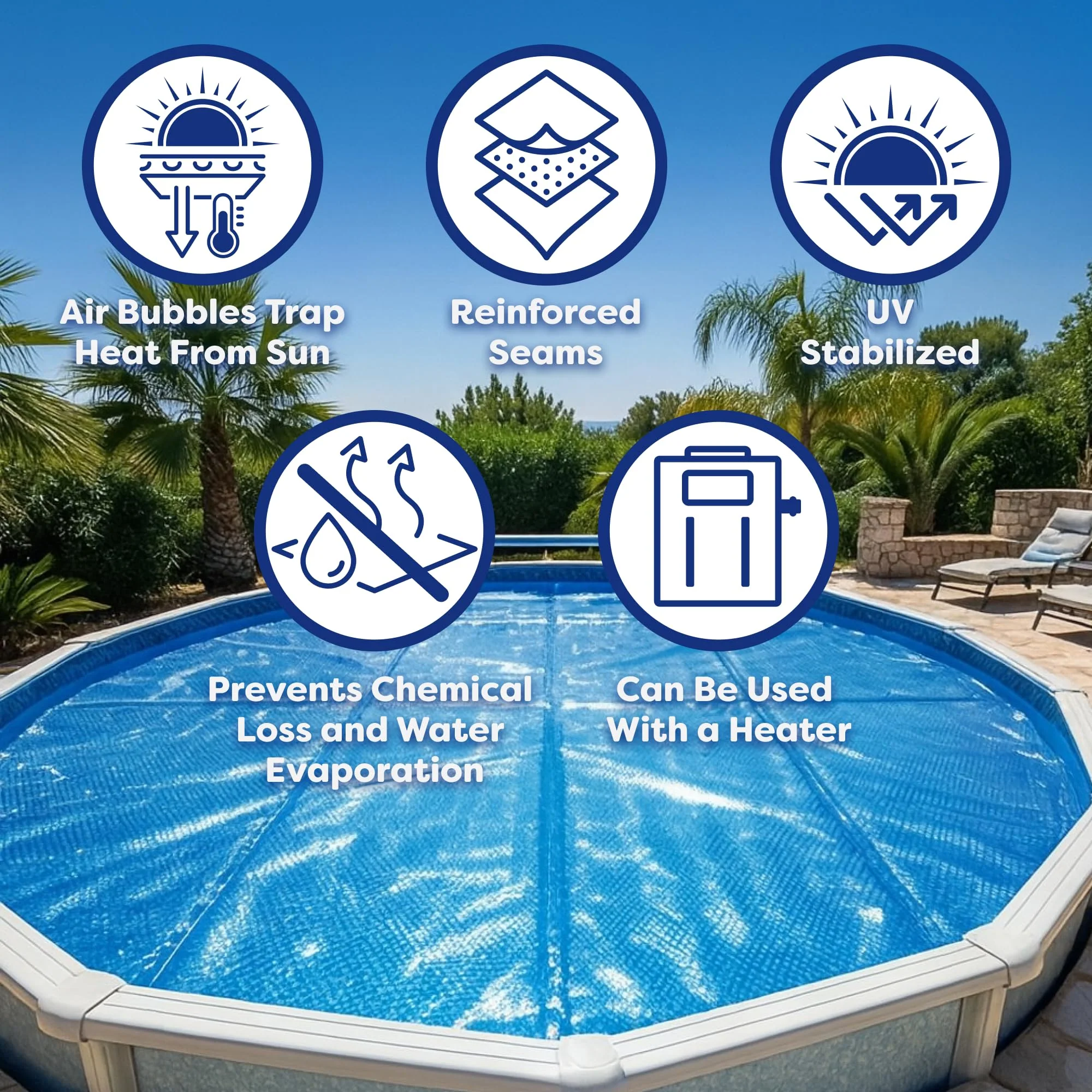 In The Swim 18' x 36' Premium Blue Rectangle Solar Pool Cover 12 Mil for Solar Heating Above Ground Pools and Inground Pools - Image 7