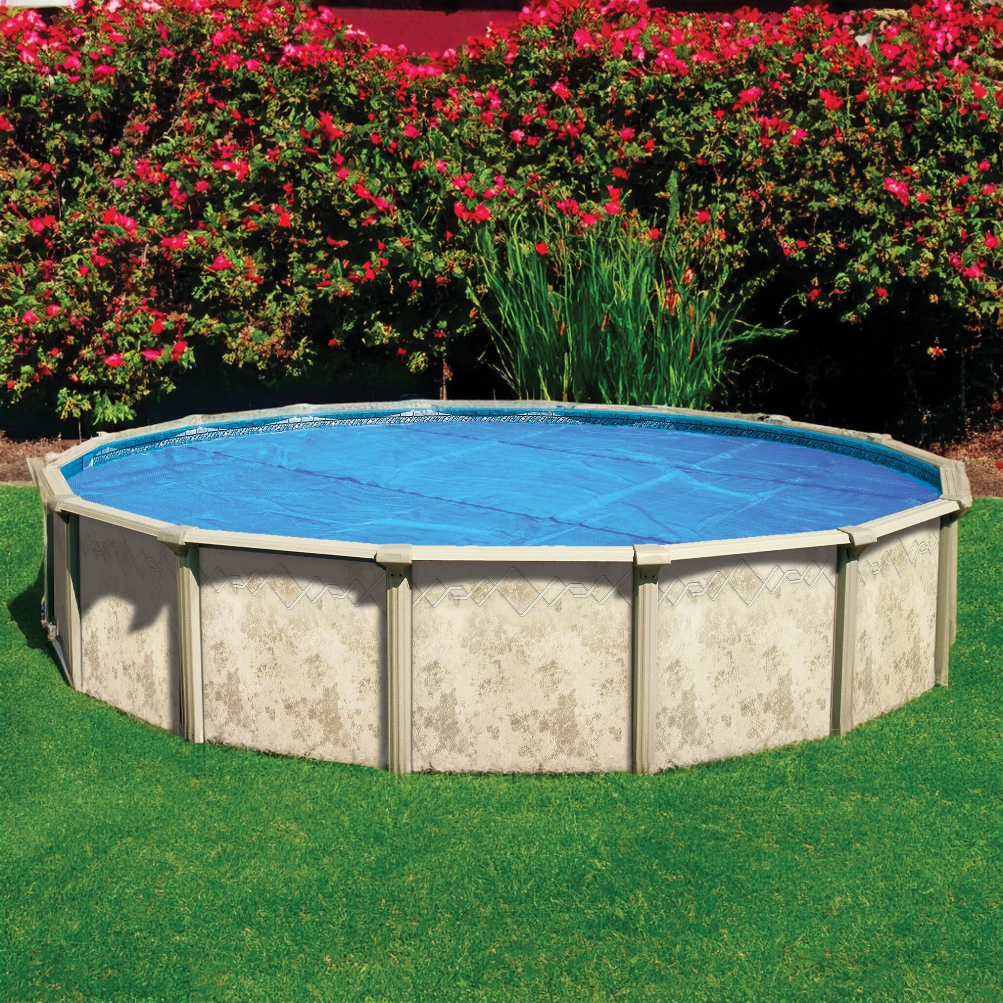 In The Swim 21' Standard Blue Round Solar Pool Cover 8 Mil for Solar Heating Above Ground Pools and Inground Pools - Image 8