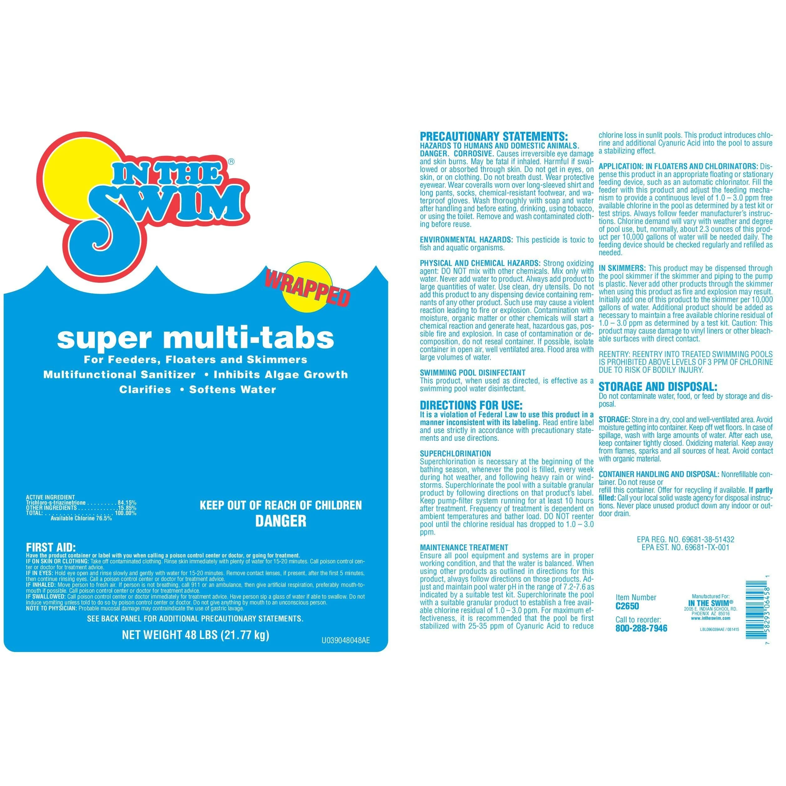 In The Swim 3 inch 5-in-1 Super Multi-Tabs – Swimming Pool Sanitizer – Chlorine - Algaecide - Stabilizer - Clarifier - 24 Pounds - Image 3