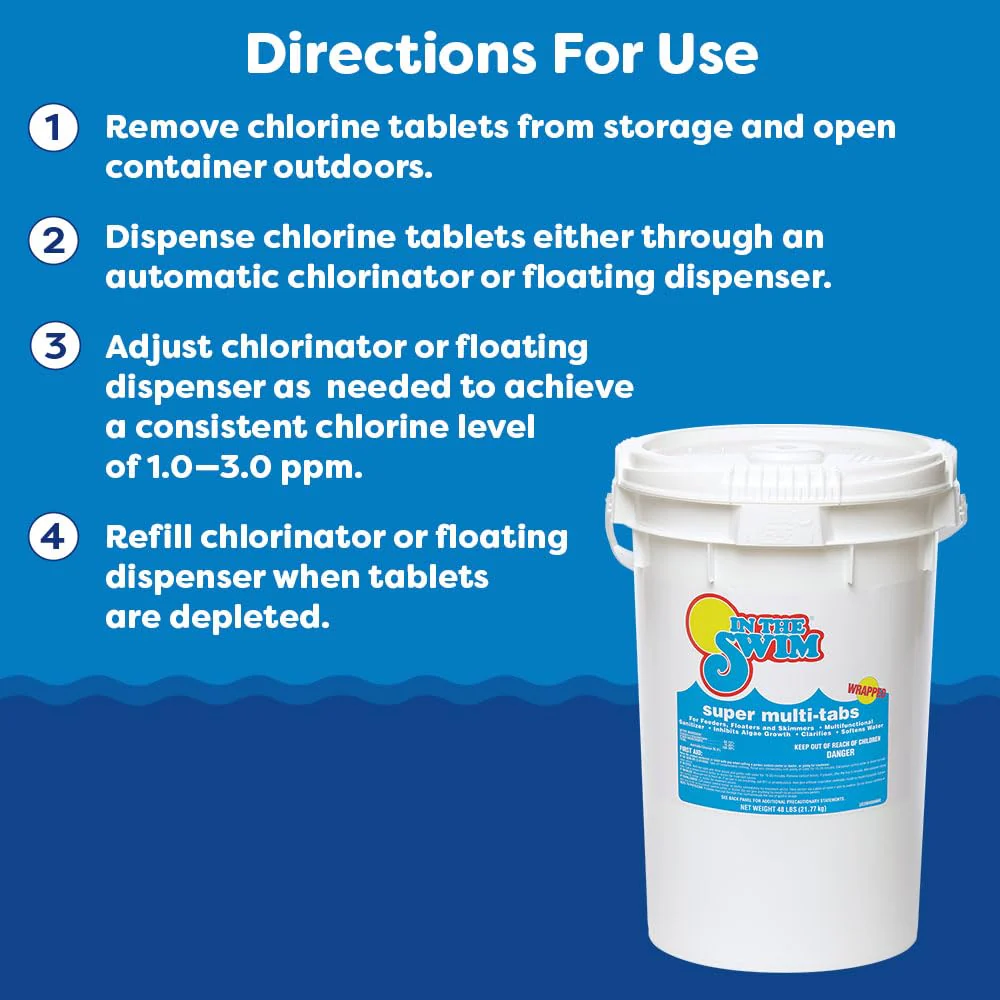In The Swim 3 inch 5-in-1 Super Multi-Tabs – Swimming Pool Sanitizer – Chlorine - Algaecide - Stabilizer - Clarifier - 24 Pounds - Image 4