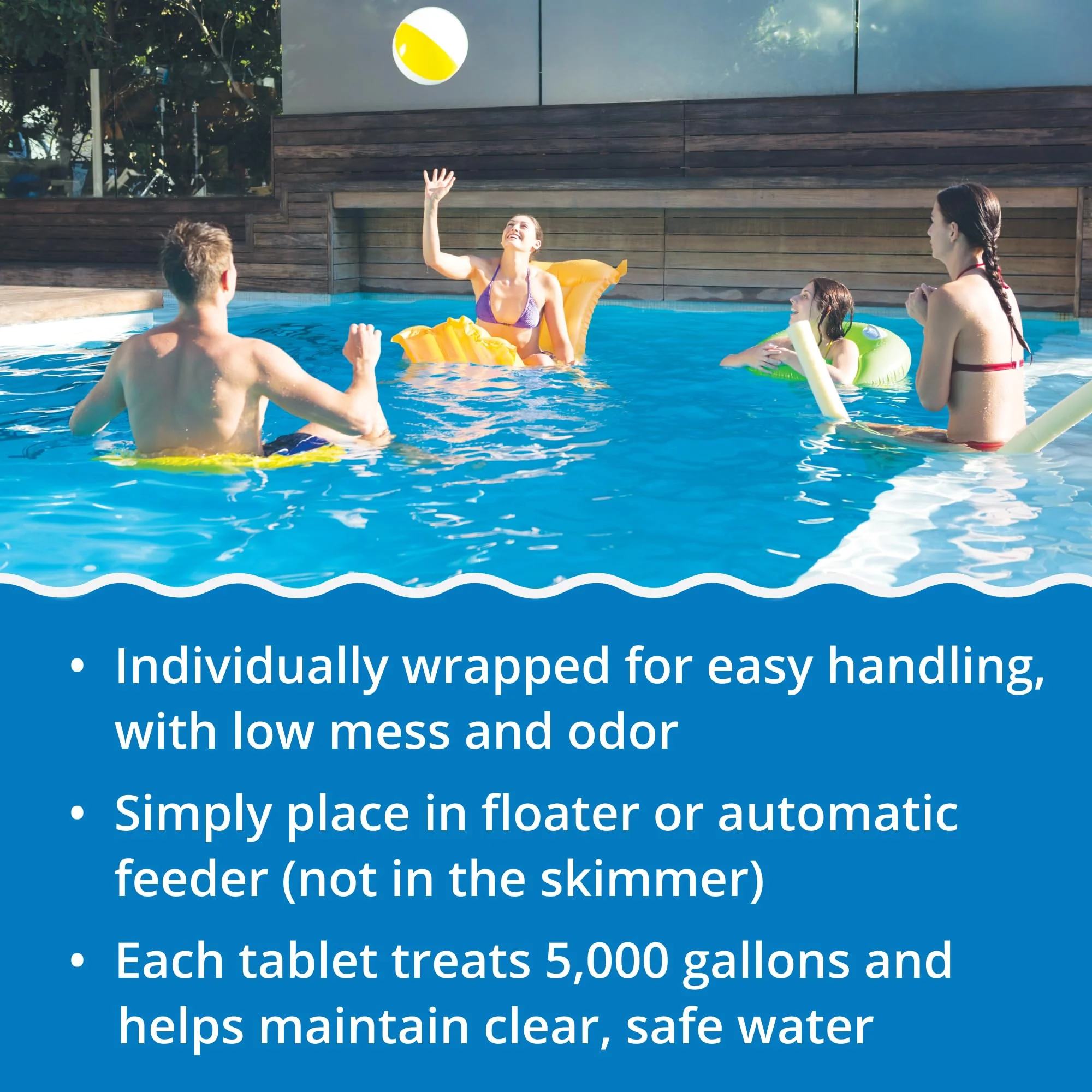 In The Swim 3 Inch Stabilized Chlorine Tablets for Sanitizing Swimming Pools - Individually Wrapped, Slow Dissolving - 90% Available Chlorine - Tri-Chlor - 5 Pounds - Image 7