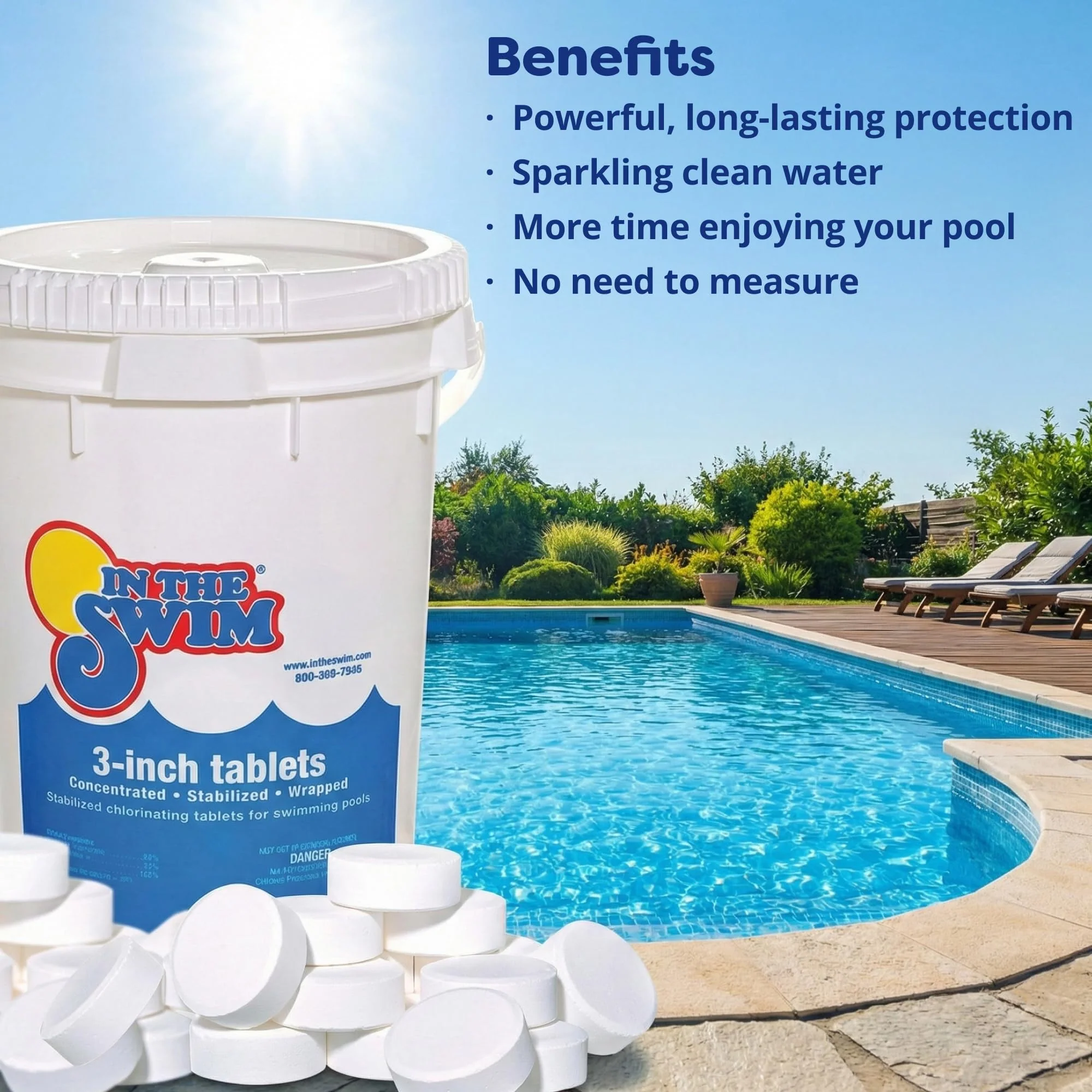 In The Swim Opening Kit and Chlorine Bundle - Pre-Measured Opening Kit for Easy Use - 10 Pound Bucket of 3-Inch Stabilized Chlorine Tablets - Inground and Above Ground Pools Up to 7,500 Gallons - Image 4