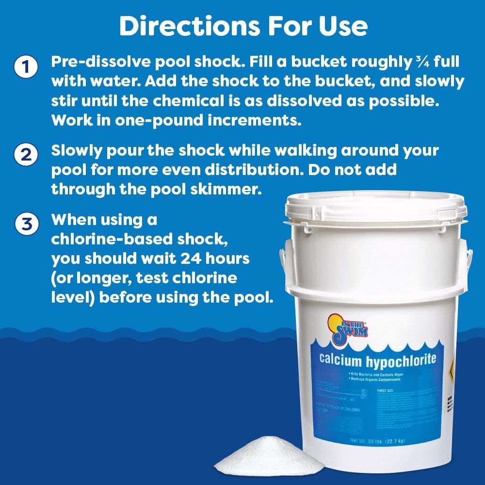 In The Swim Pool Shock – 68% Cal-Hypo Granular Sanitizer for Crystal Clear Water – Defends Against Bacteria, Algae, and Microorganisms - 50 Pounds - Image 4