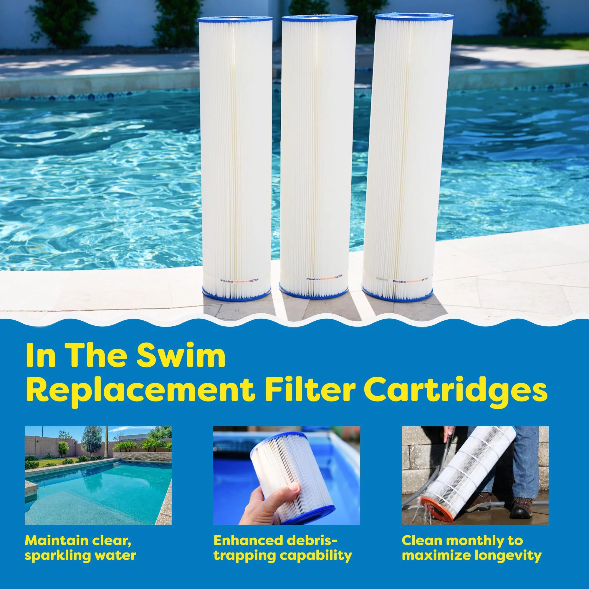 In The Swim Premium Pool Filter Cartridge 4-Pack Replacement for Pentair Clean & Clear Plus 520 CCP520 Filter - Image 8