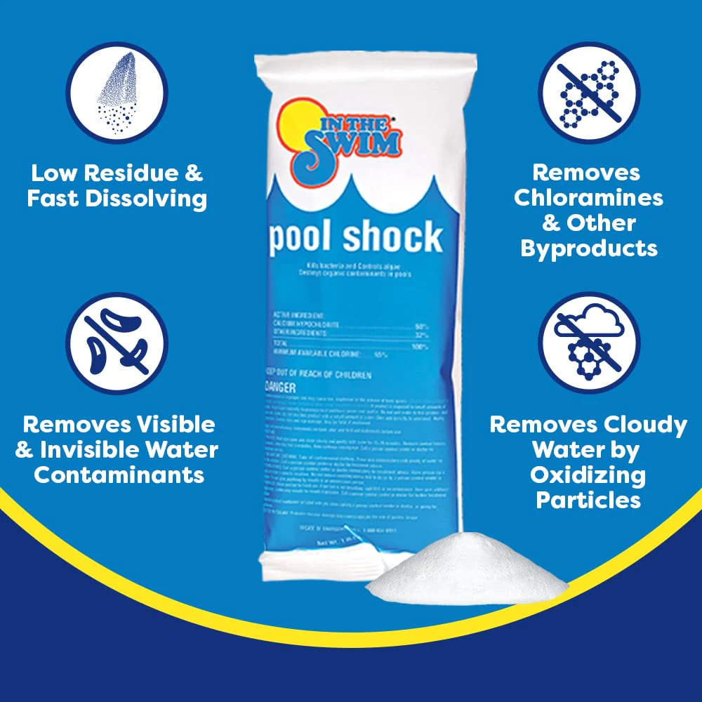 In The Swim Shock and Chlorine Bundle for Sanitizing Swimming Pools – Includes 12 x 1 Pound Bags of 68% Cal-Hypo Pool Shock and 25 Pound Bucket of 3 Inch Stabilized Chlorine Tablets - Image 3