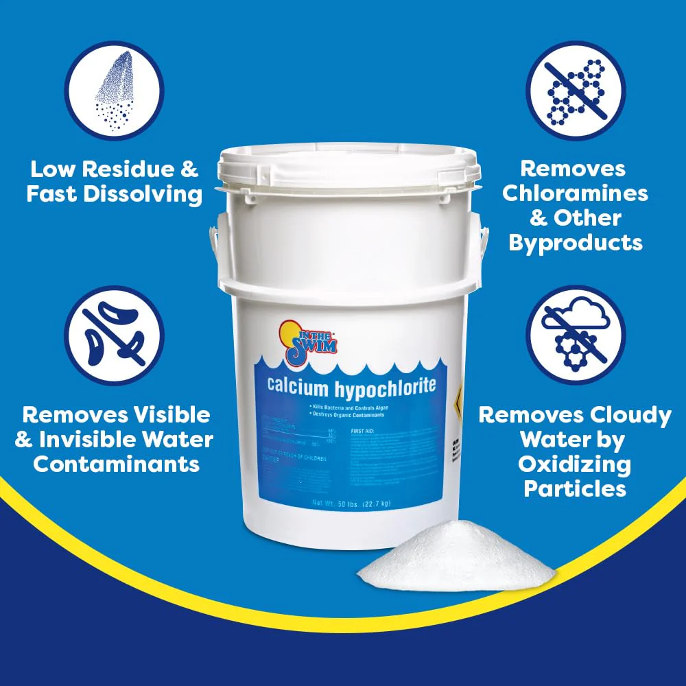In The Swim Shock and Chlorine Bundle for Sanitizing Swimming Pools – Includes 50 Pound Bucket of 68% Cal-Hypo Pool Shock and 50 Pound Bucket of 3 Inch Stabilized Chlorine Tablets - Image 3