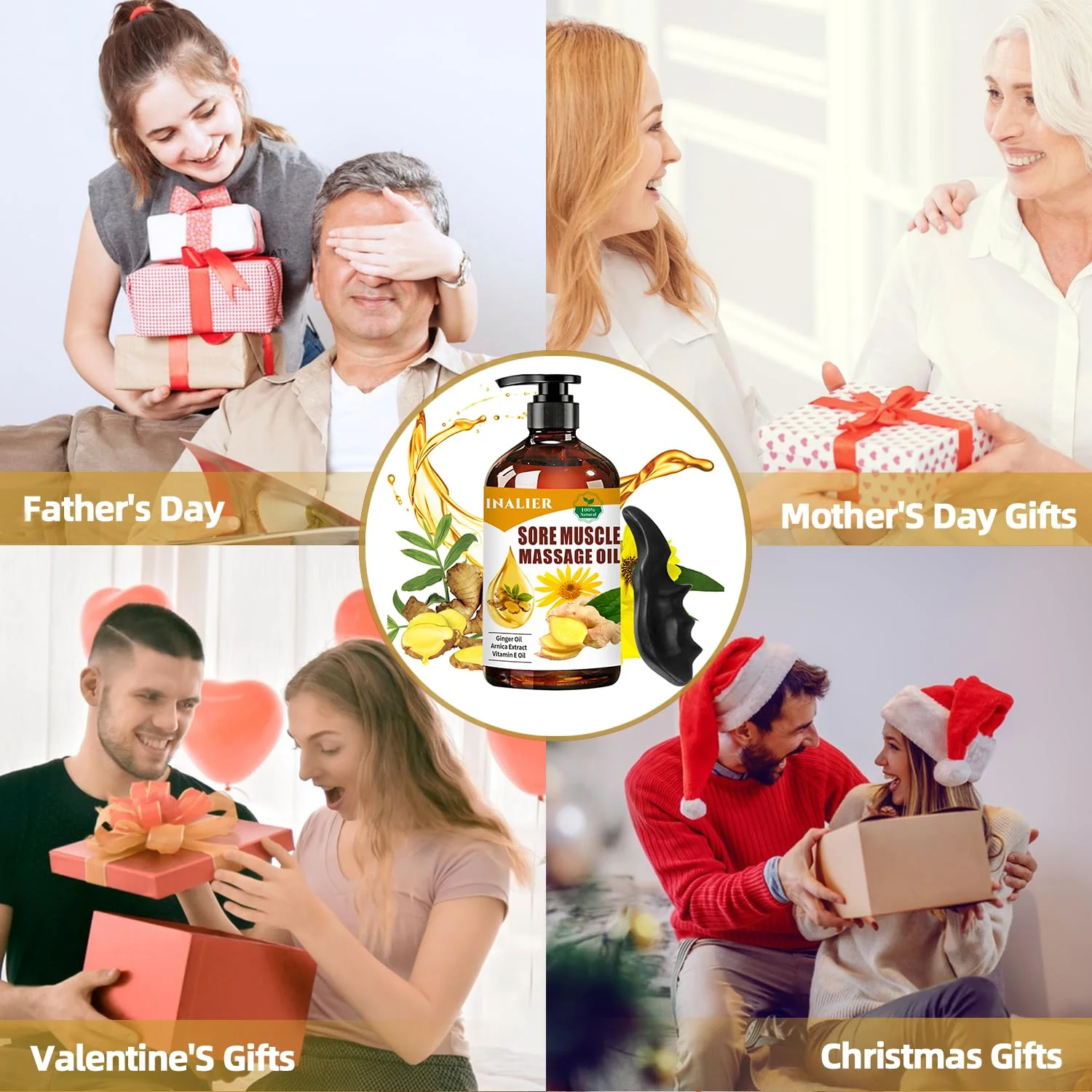 INALIER Sore Muscle Massage Oil,Gift for Husband Dad Boyfriend,Relaxing Massage Oil,Arnica Oil,Massages Oil for Massage Therapy,Gifts for Men and Women,Spa Gifts for Him Her - Image 2