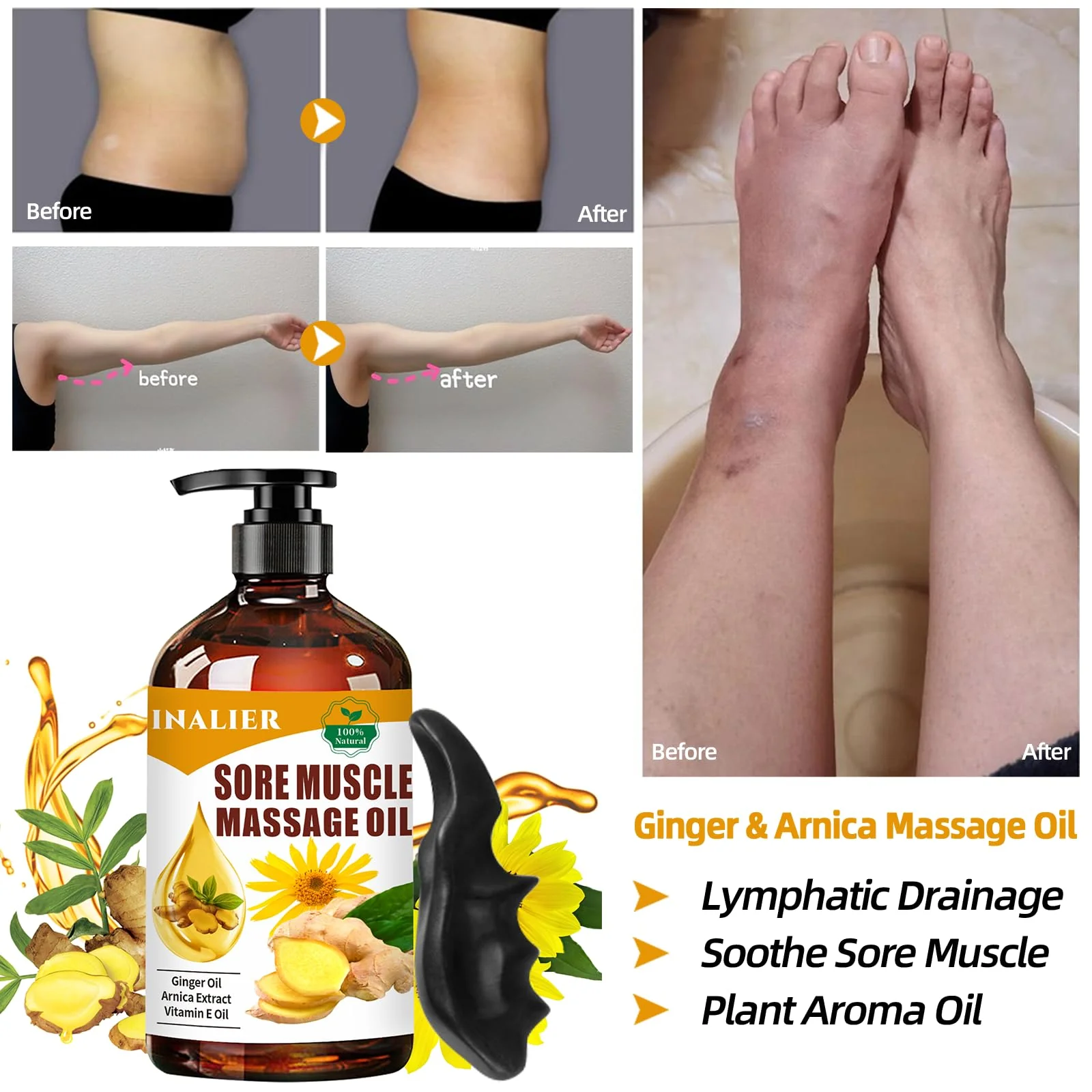 INALIER Sore Muscle Massage Oil,Gift for Husband Dad Boyfriend,Relaxing Massage Oil,Arnica Oil,Massages Oil for Massage Therapy,Gifts for Men and Women,Spa Gifts for Him Her - Image 4