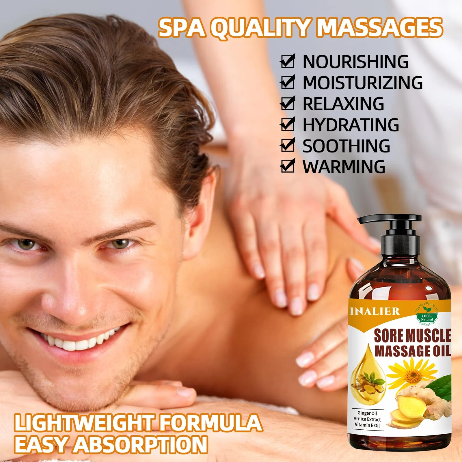 INALIER Sore Muscle Massage Oil,Gift for Husband Dad Boyfriend,Relaxing Massage Oil,Arnica Oil,Massages Oil for Massage Therapy,Gifts for Men and Women,Spa Gifts for Him Her - Image 5