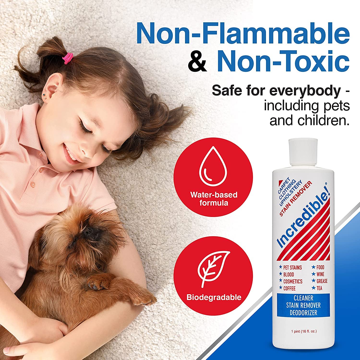 INCREDIBLE! Stain Remover - Instant Spot Remover For New and Old Stains - Blood, Red Wine, Coffee, Urine, Cosmetics, Pet Stains and Odor Eliminator - Carpets, Mattress, Laundry, 16.oz (2 Pack) - Image 6