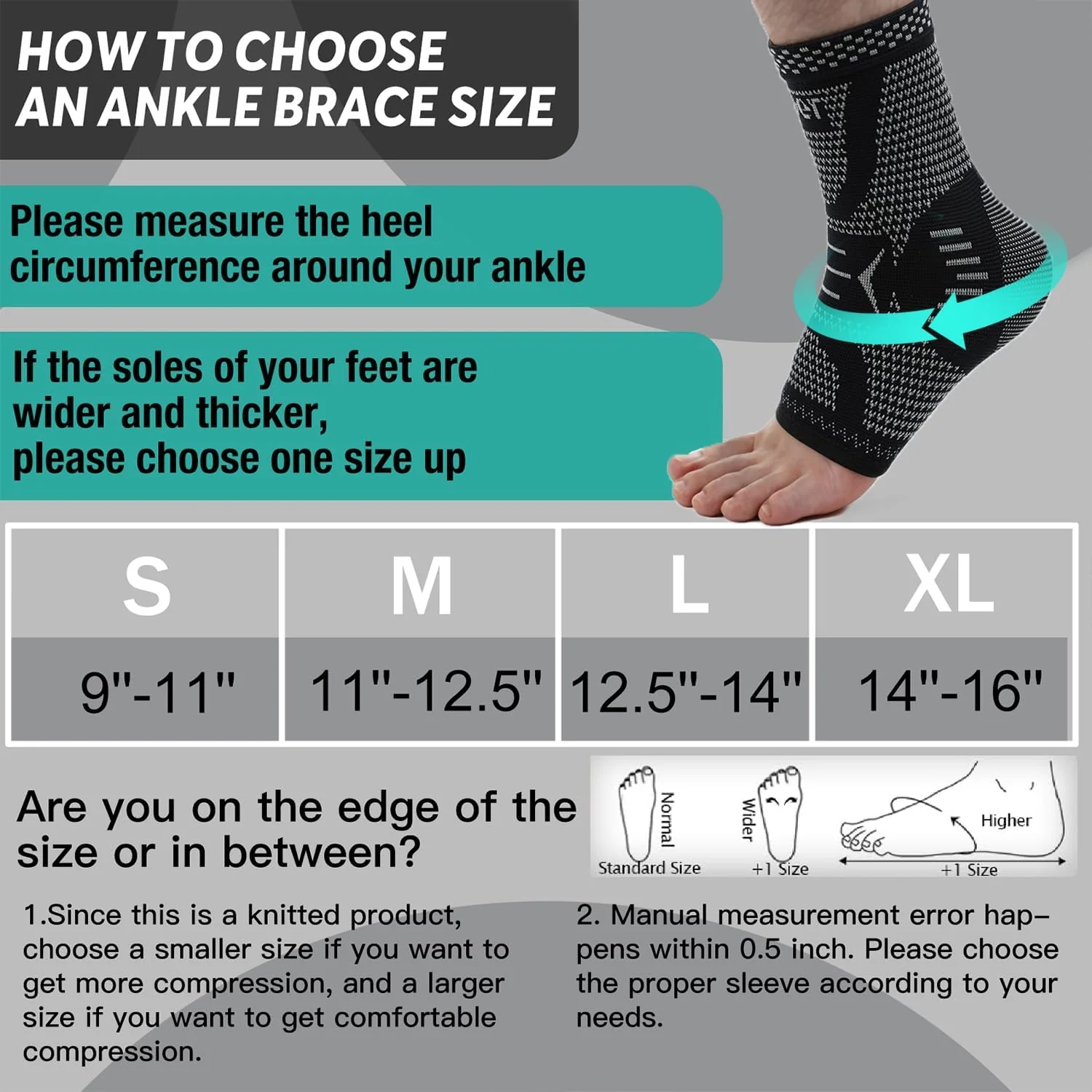 INDEEMAX Ankle Brace Compression Sleeve for Women & Men, Ankle Support Copper Infused Ankle Brace for Sprained Ankle, Plantar Fasciitis Sports, Achilles Tendonitis Pain Relief, Sliver Black, S - Image 5