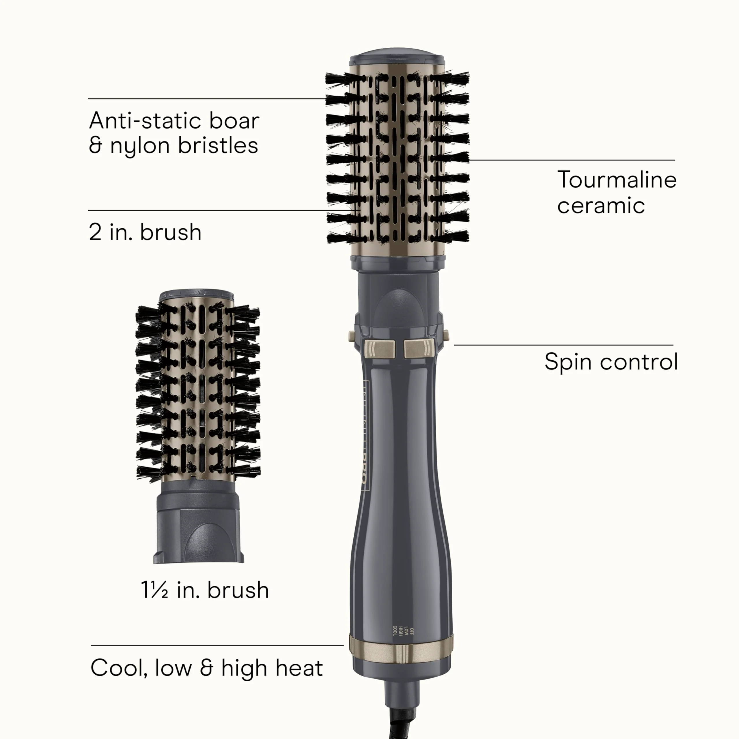 INFINITIPRO BY CONAIR Hot Air Styling Brush Set with 2-Inch and 1.5-Inch Bristles - Image 9